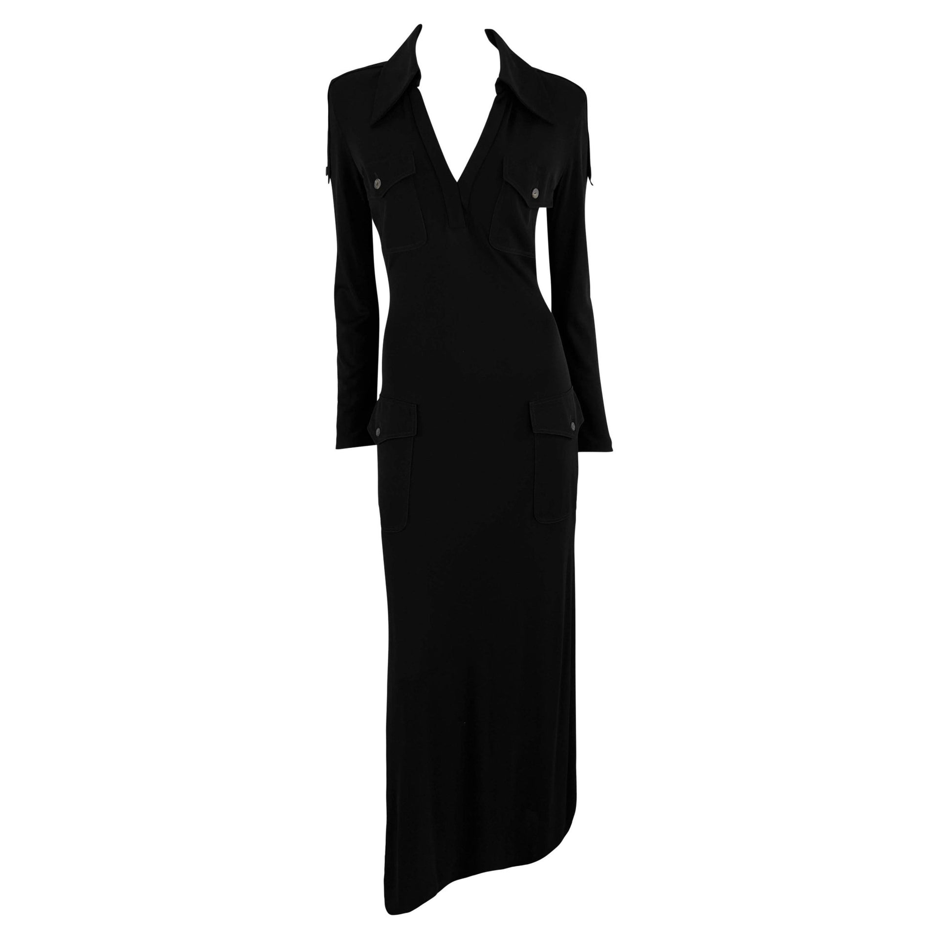 1996 Gucci by Tom Ford Cargo Pocket Plunging Bodycon Gown - RealList