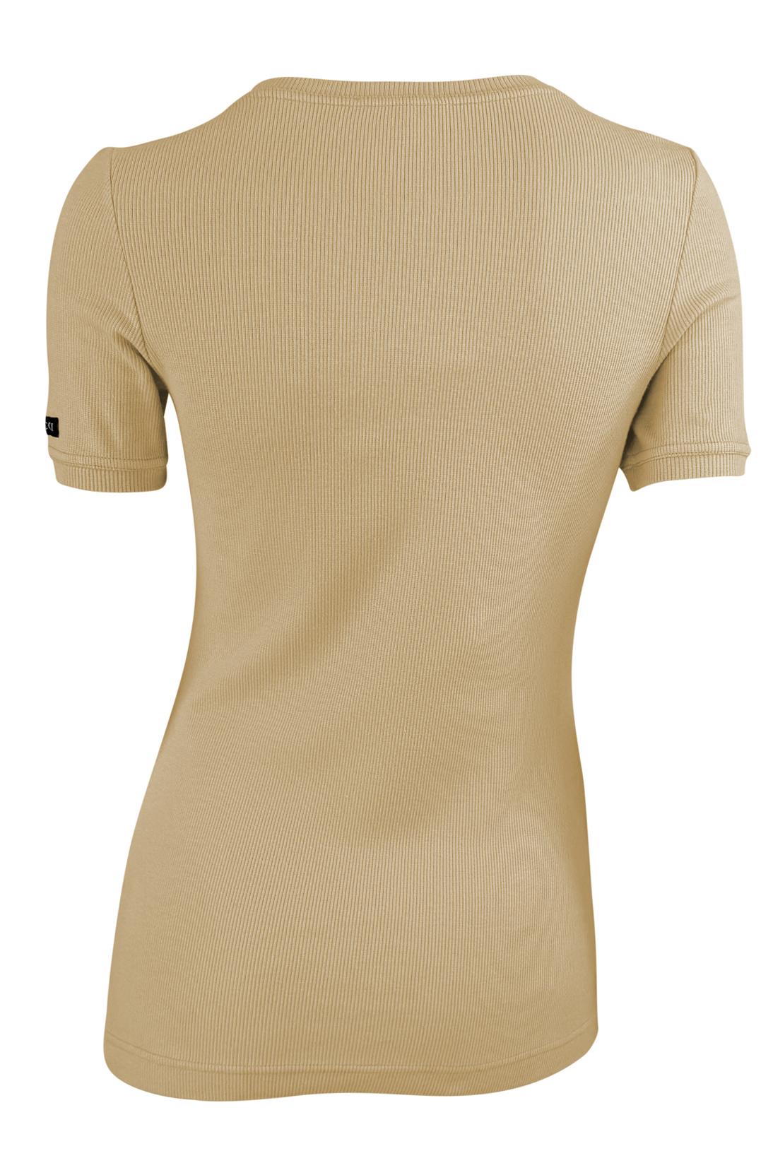 1997 Gucci by Tom Ford Beige Stretch Ribbed Logo T-Shirt Top - RealList