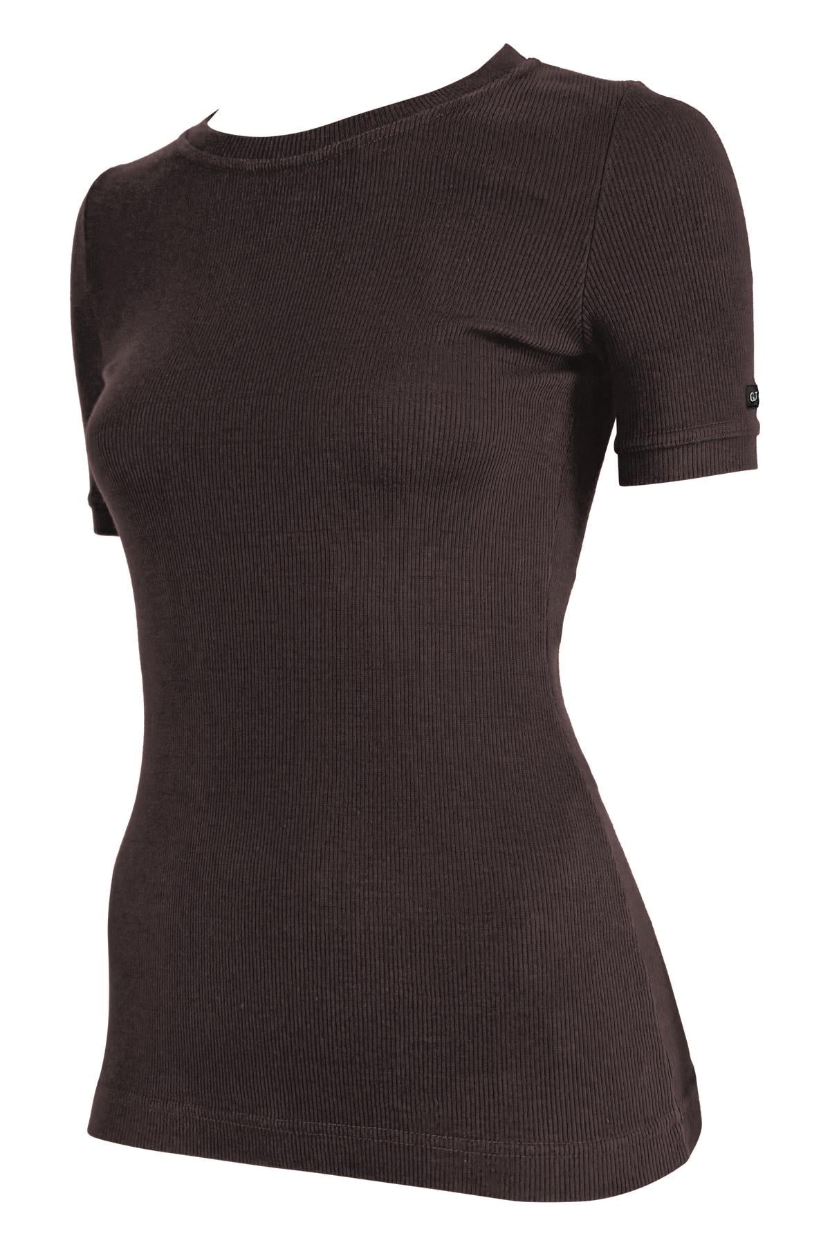 1997 Gucci by Tom Ford Ribbed Brown Stretch Logo T-Shirt Top - RealList