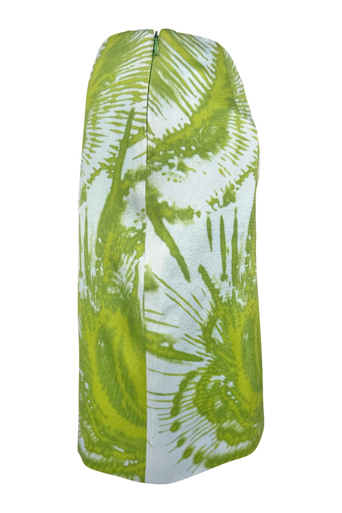 1999 Gianni Versace by Donatella Prototype Abstract Light Blue Green Silk Skirt - RealList