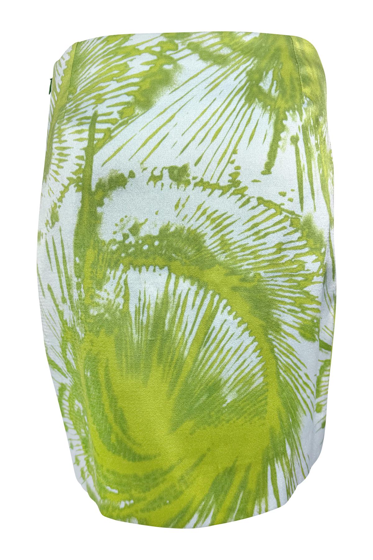 1999 Gianni Versace by Donatella Prototype Abstract Light Blue Green Silk Skirt - RealList