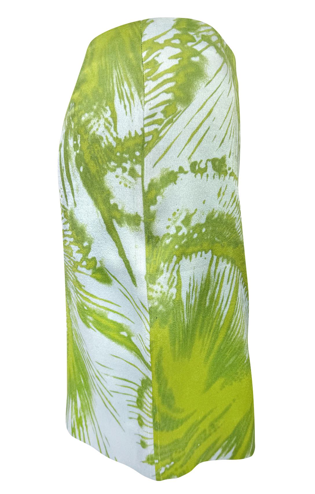 1999 Gianni Versace by Donatella Prototype Abstract Light Blue Green Silk Skirt - RealList