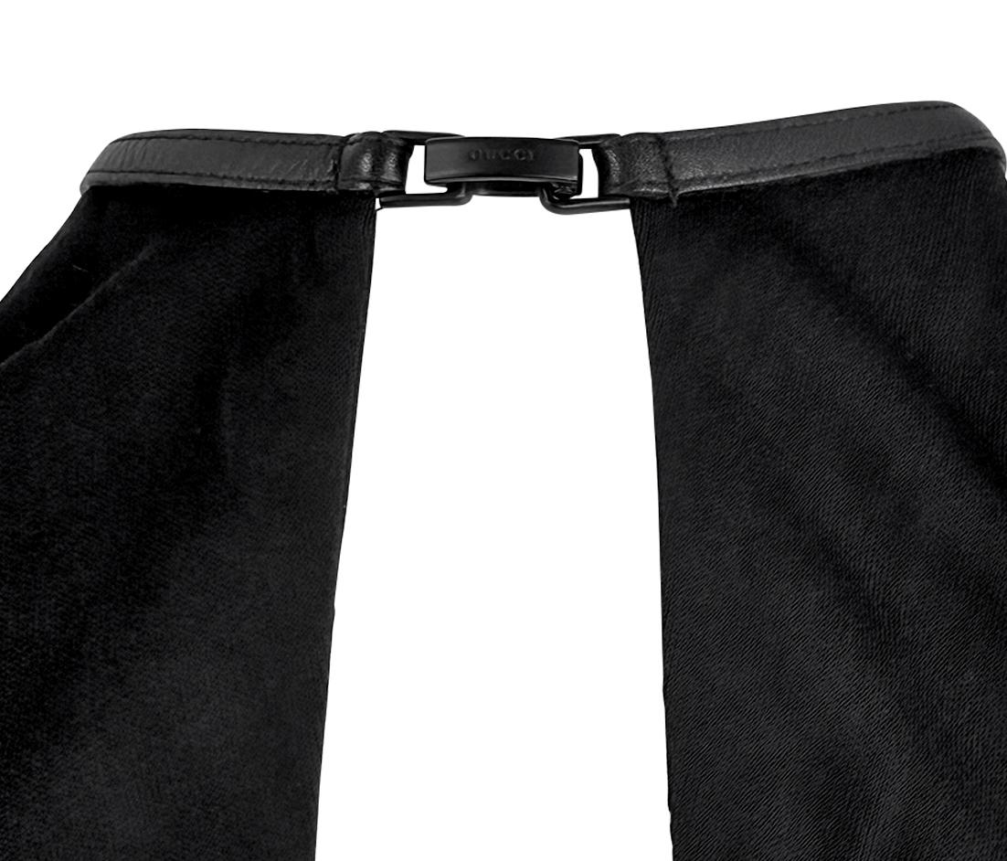 1999 Gucci by Tom Ford Black Leather Trim Plunging Viscose Backless Mini Dress - RealList