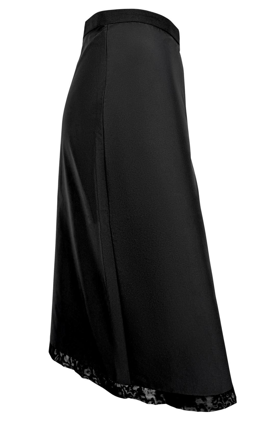 1999 Gucci by Tom Ford Black Nylon Mesh Trim Skirt - RealList