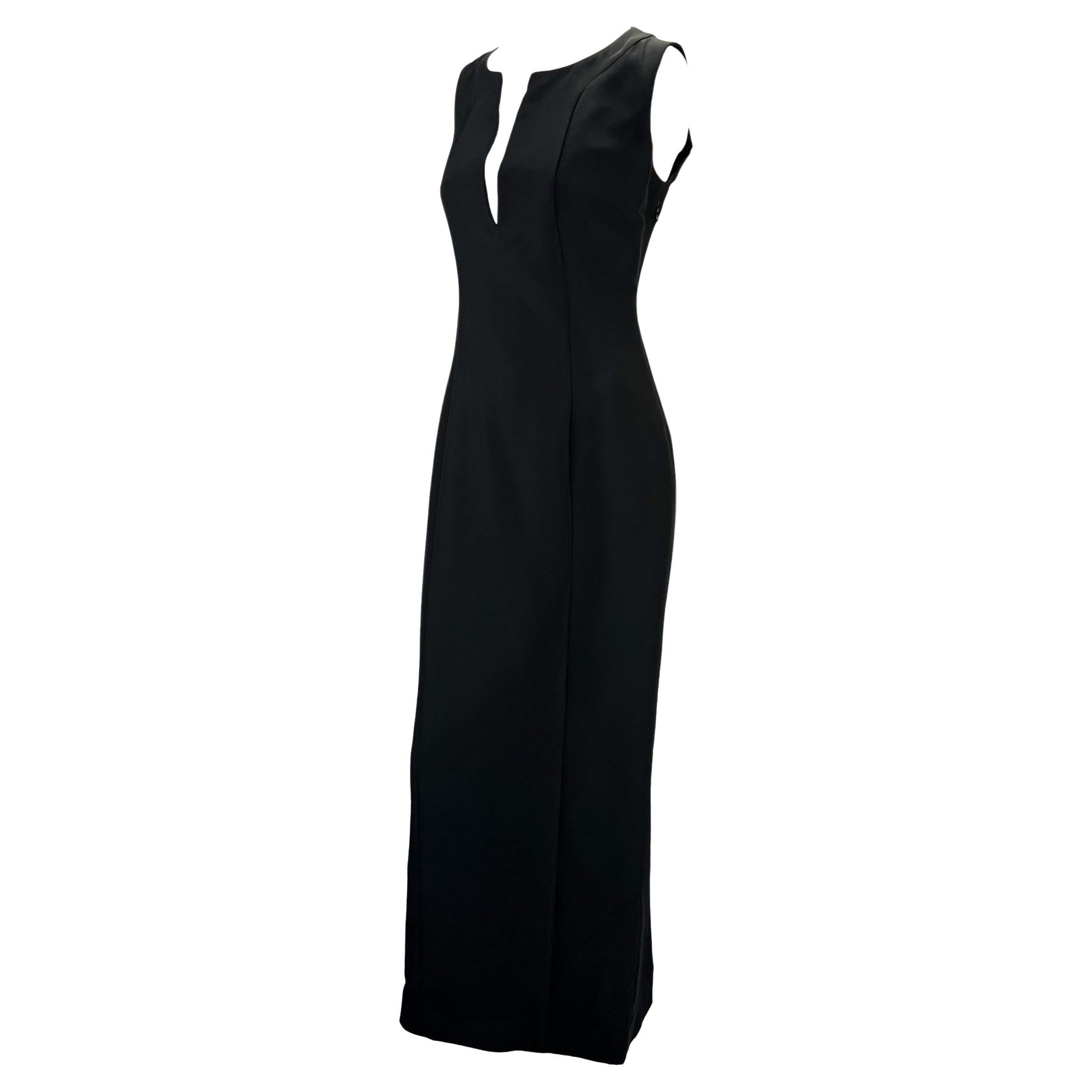 1999 Gucci by Tom Ford Black Silk Blend Sleeveless Column Gown - RealList