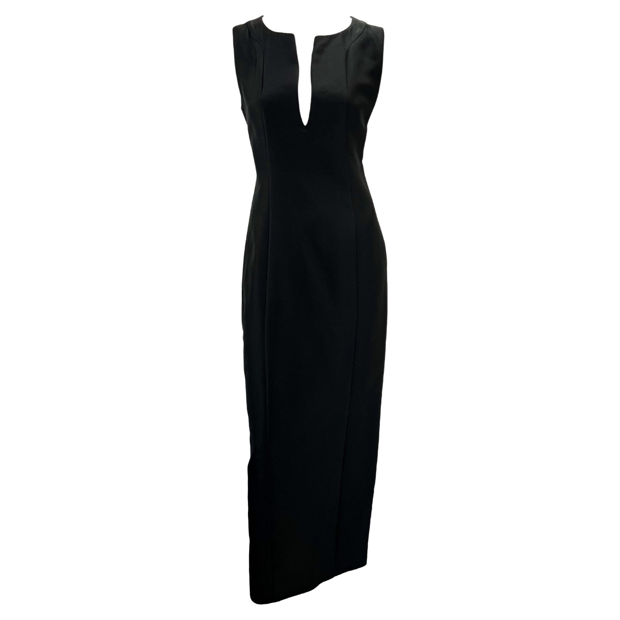 1999 Gucci by Tom Ford Black Silk Blend Sleeveless Column Gown - RealList