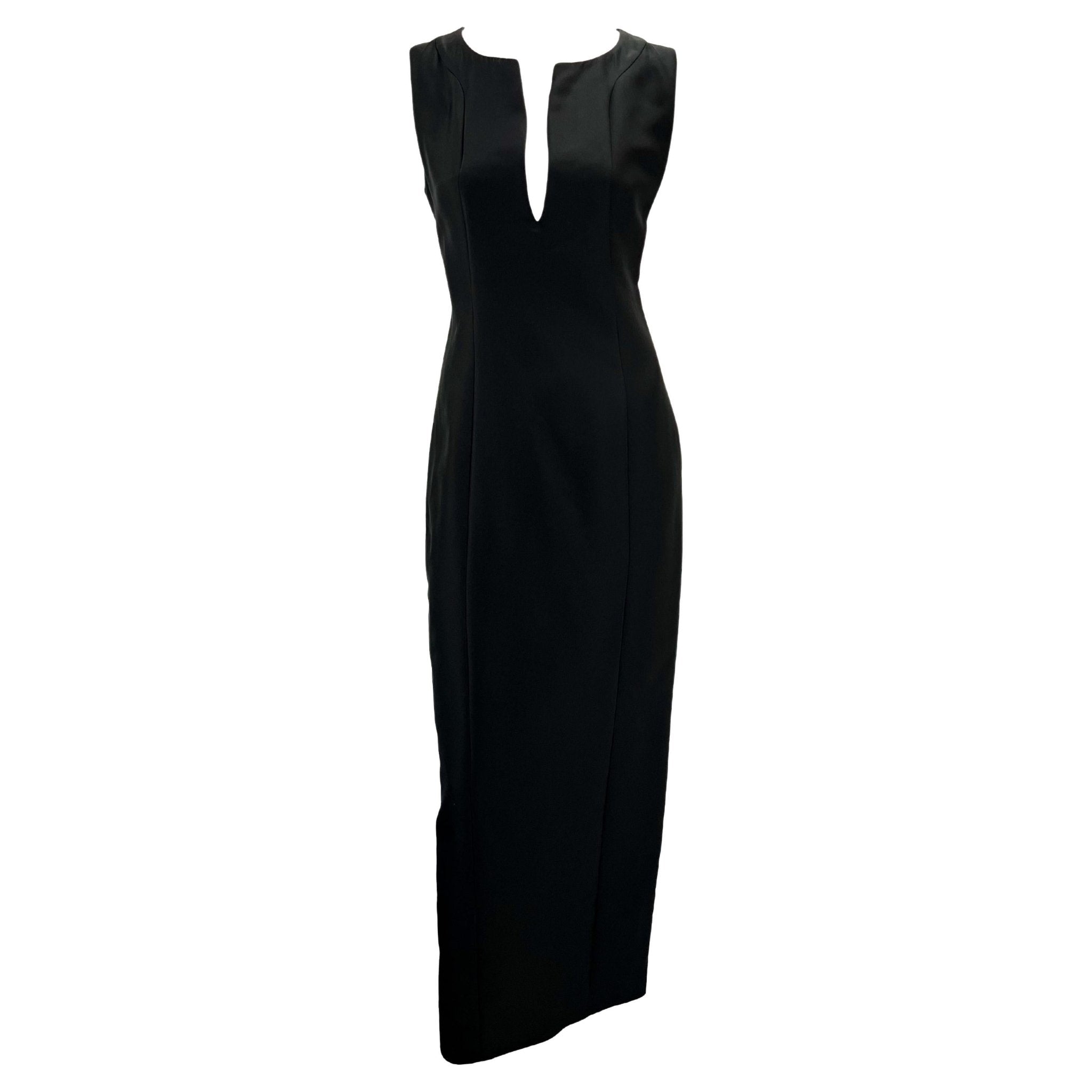1999 Gucci by Tom Ford Black Silk Blend Sleeveless Column Gown - RealList