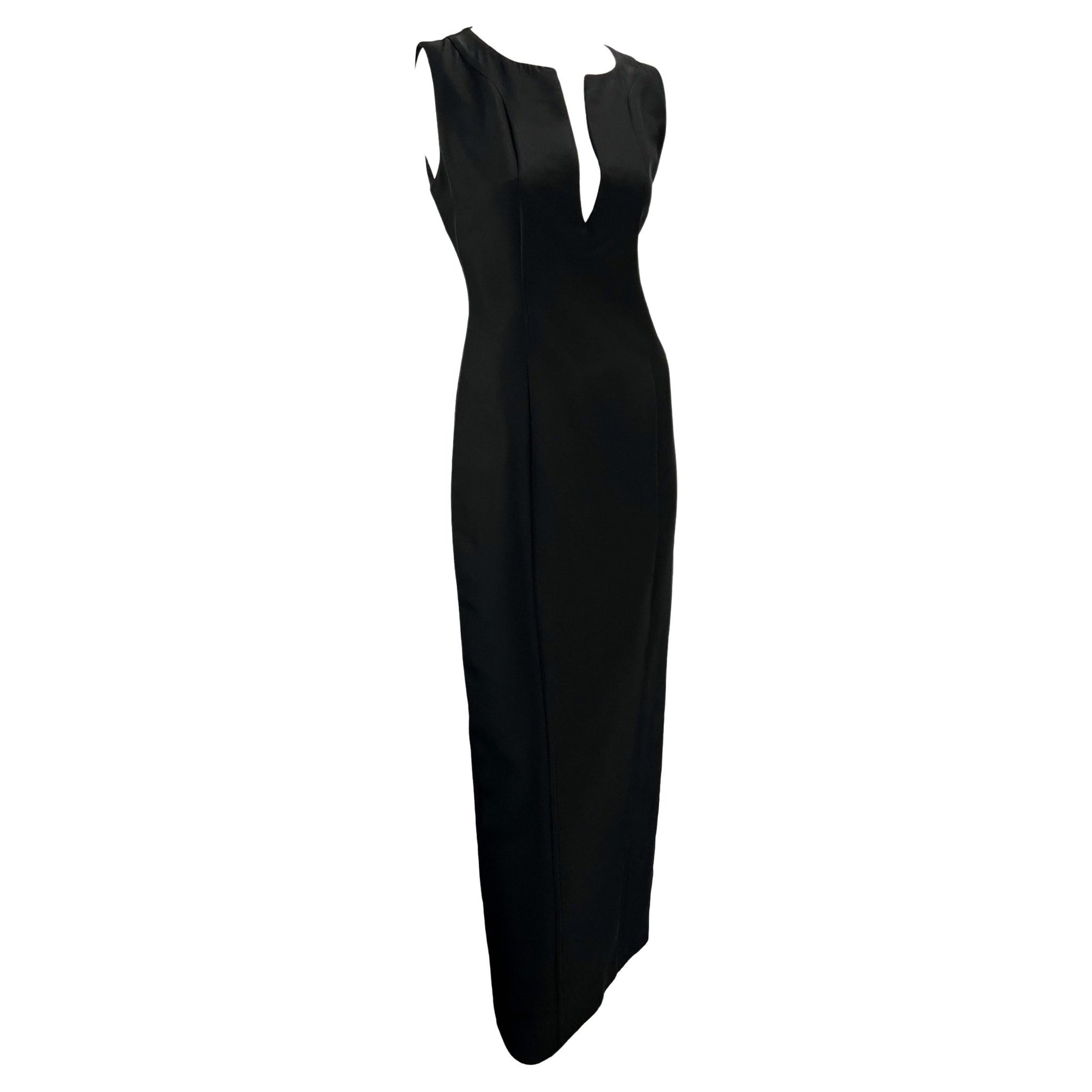 1999 Gucci by Tom Ford Black Silk Blend Sleeveless Column Gown - RealList