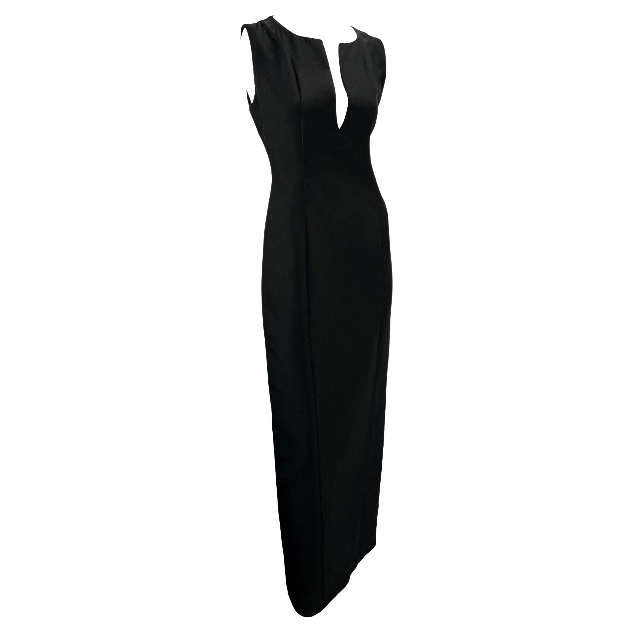 1999 Gucci by Tom Ford Black Silk Blend Sleeveless Column Gown - RealList