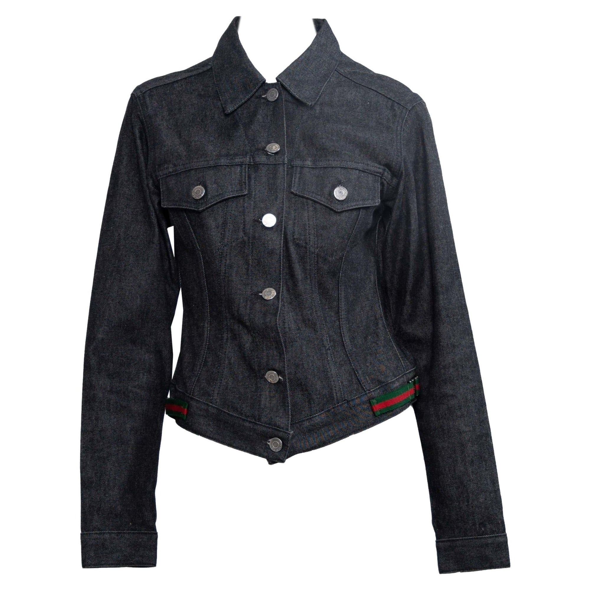 1999 Gucci by Tom Ford Denim Jacket with Web Accents - RealList
