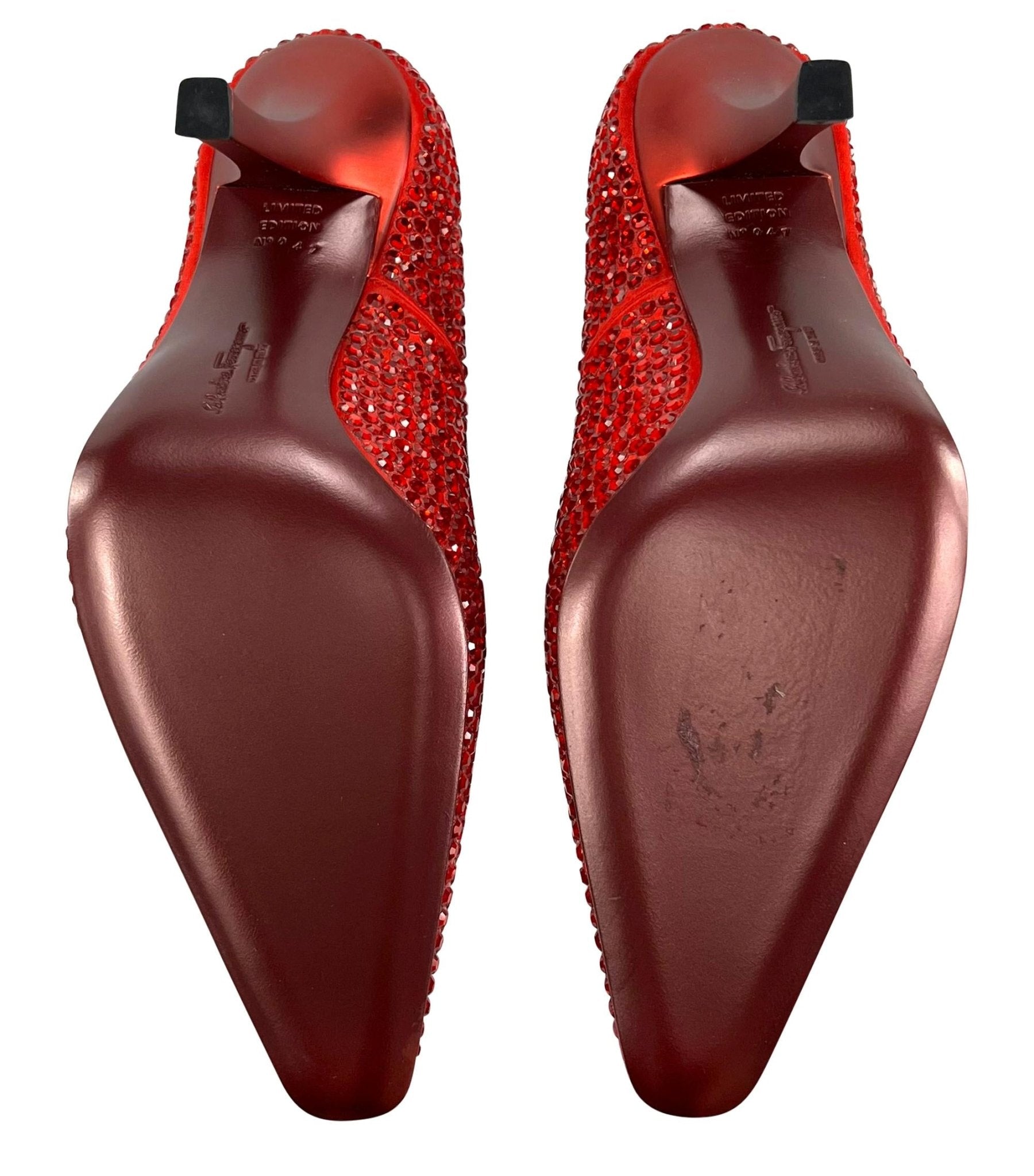 1999 Salvatore Ferragamo Limited Edition Marilyn Monroe Red Swarovski Heels 6B - RealList