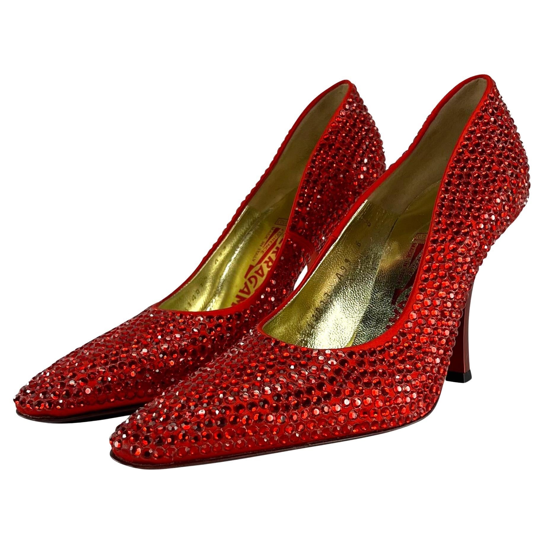1999 Salvatore Ferragamo Limited Edition Marilyn Monroe Red Swarovski Heels 6B - RealList