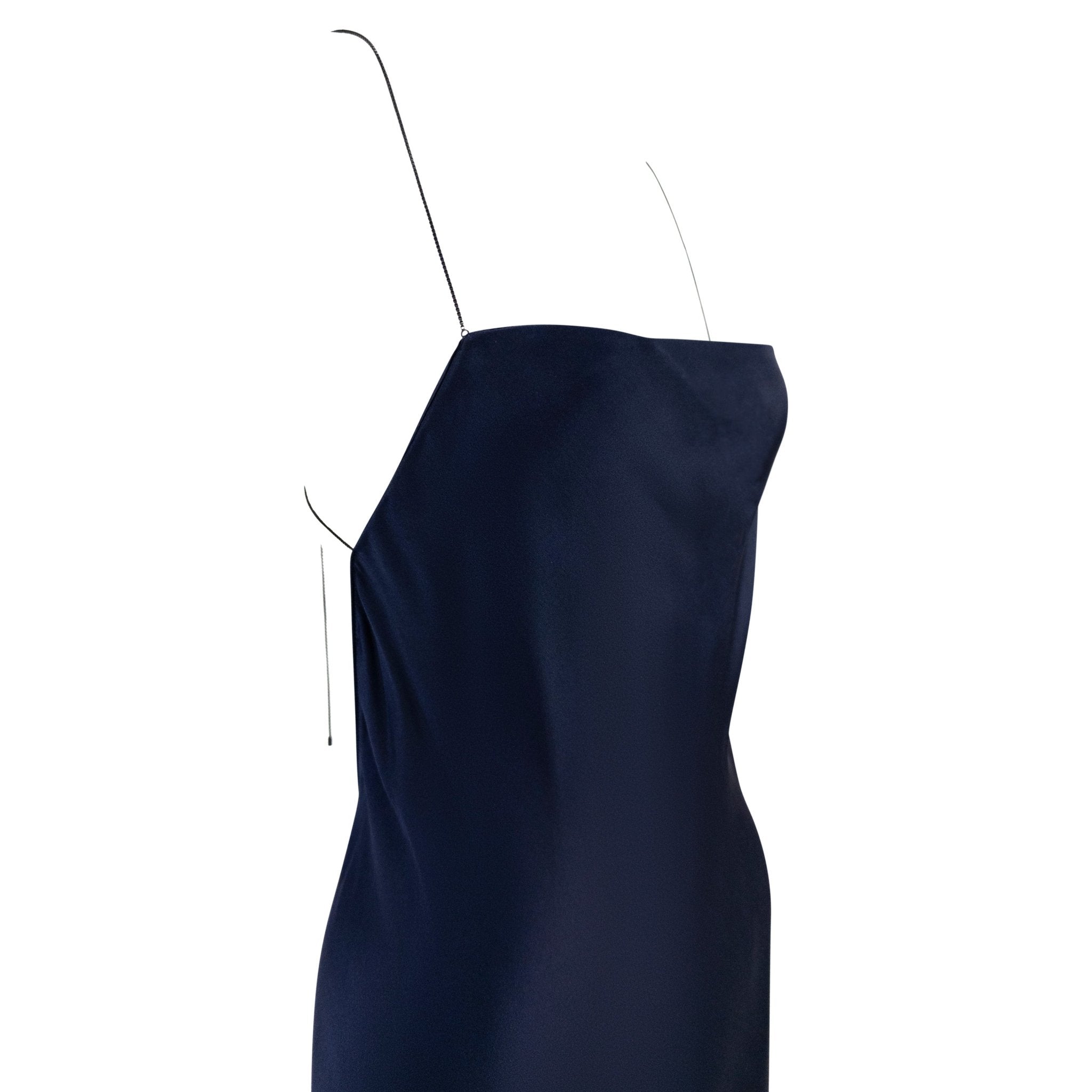 2000 Gucci by Tom Ford Dark Navy Silk Satin Backless Chain Slip Dress - RealList