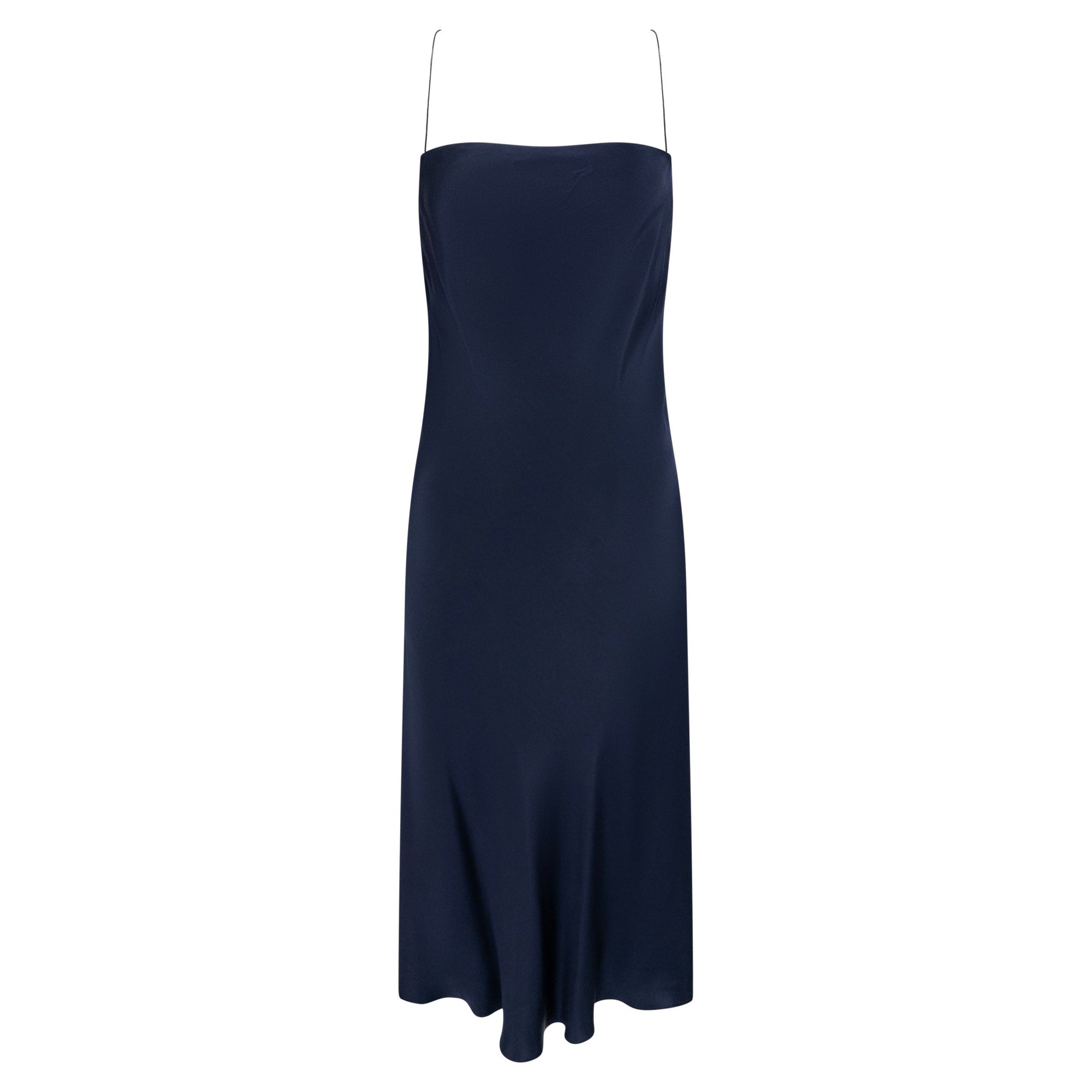 2000 Gucci by Tom Ford Dark Navy Silk Satin Backless Chain Slip Dress - RealList
