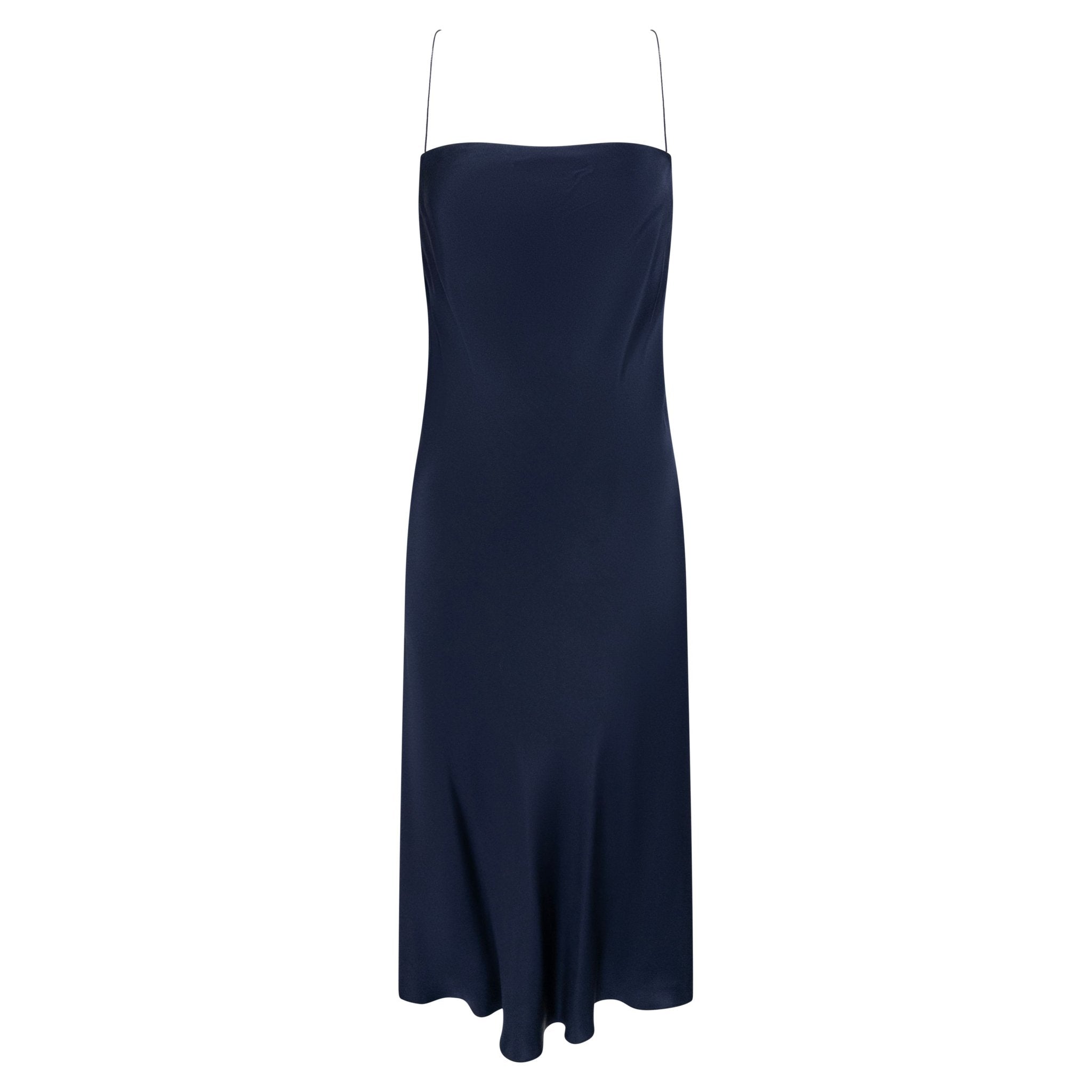 2000 Gucci by Tom Ford Dark Navy Silk Satin Backless Chain Slip Dress - RealList