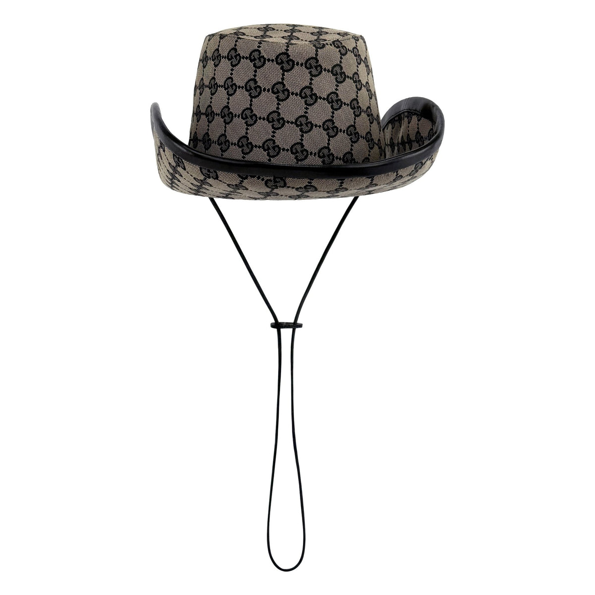 2000 Gucci by Tom Ford GG Canvas Leather Trimmed Cowboy Hat - RealList