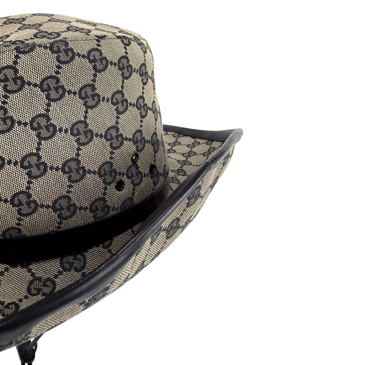 2000 Gucci by Tom Ford GG Canvas Leather Trimmed Cowboy Hat - RealList