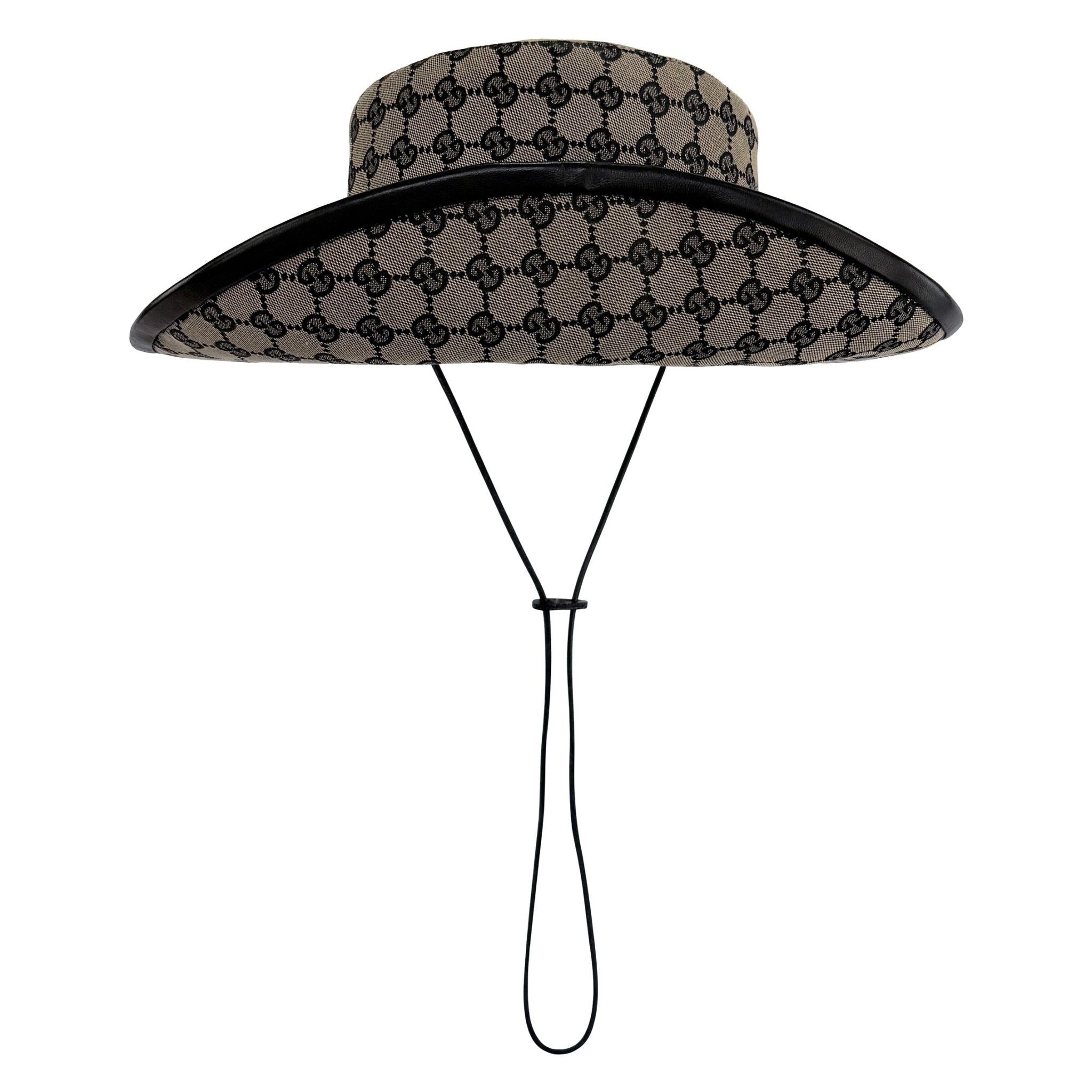 2000 Gucci by Tom Ford GG Canvas Leather Trimmed Cowboy Hat - RealList