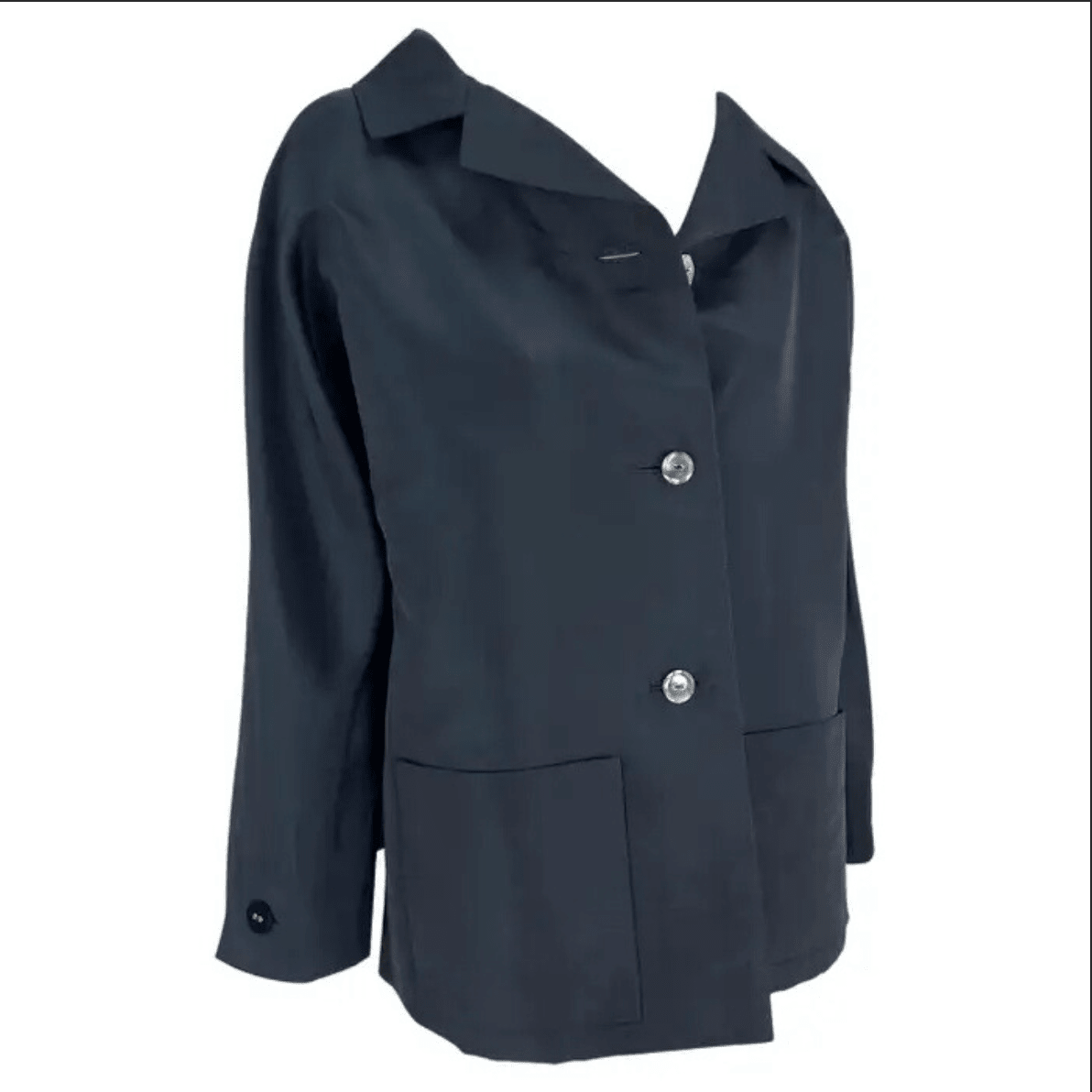 2000 Pierre Balmain Haute Couture by Oscar de la Renta Navy Car Coat - RealList