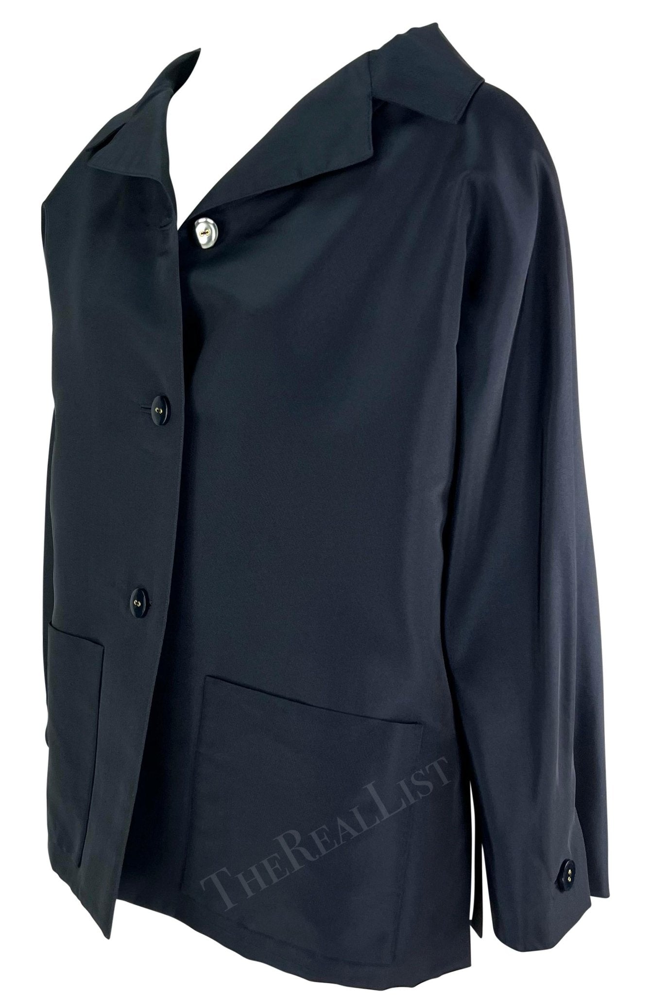 2000 Pierre Balmain Haute Couture by Oscar de la Renta Navy Car Coat - RealList