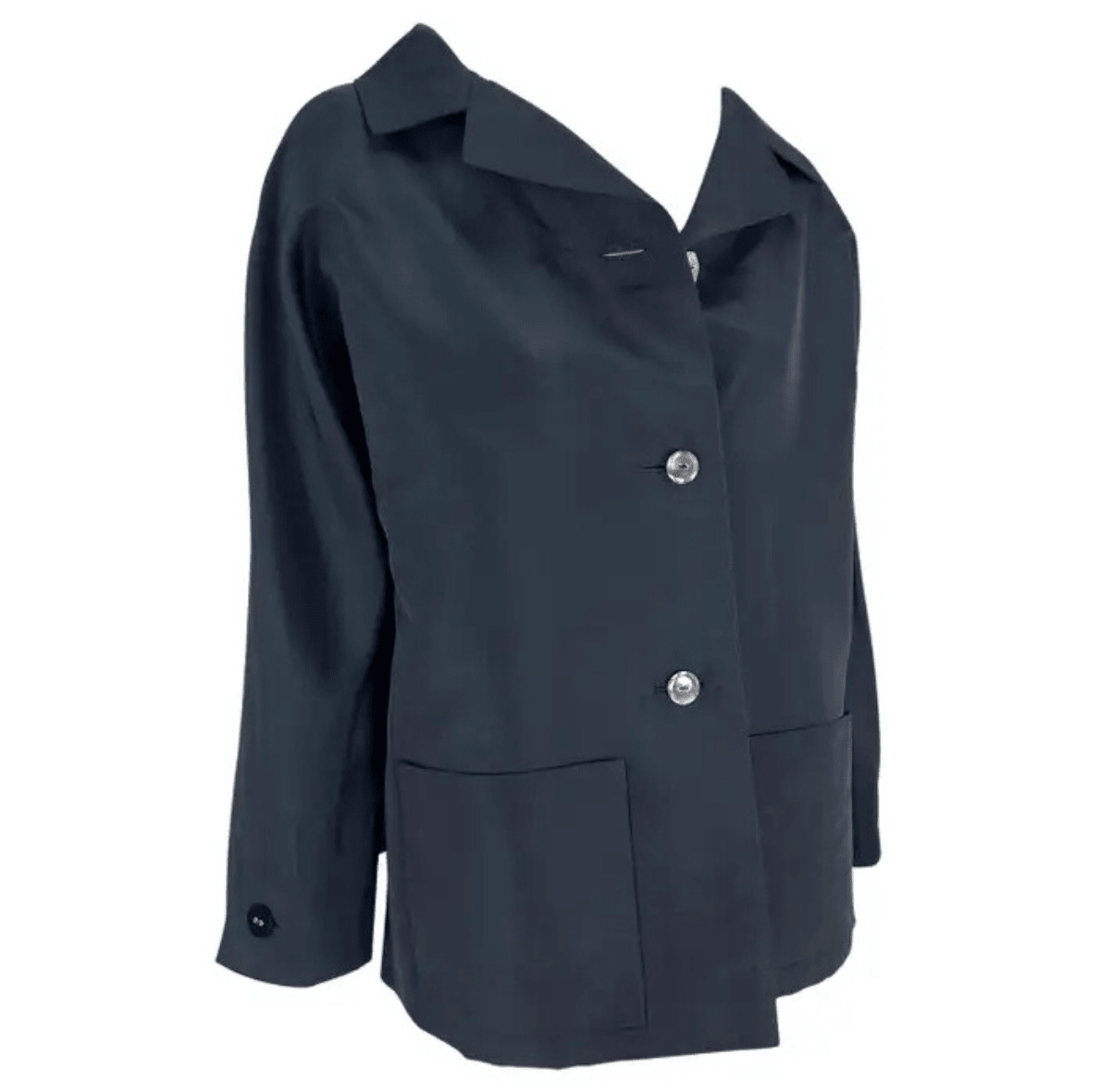 2000 Pierre Balmain Haute Couture by Oscar de la Renta Navy Car Coat - RealList