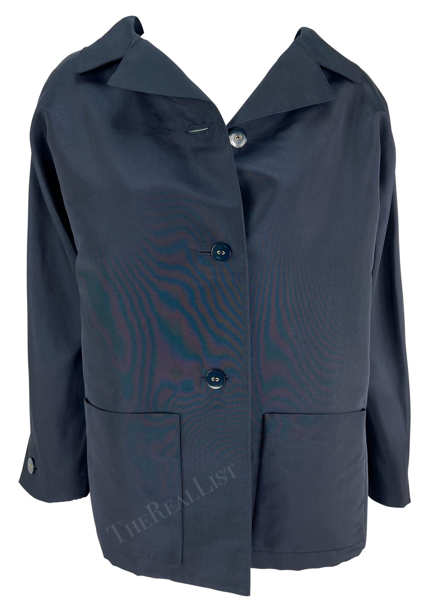 2000 Pierre Balmain Haute Couture by Oscar de la Renta Navy Car Coat - RealList