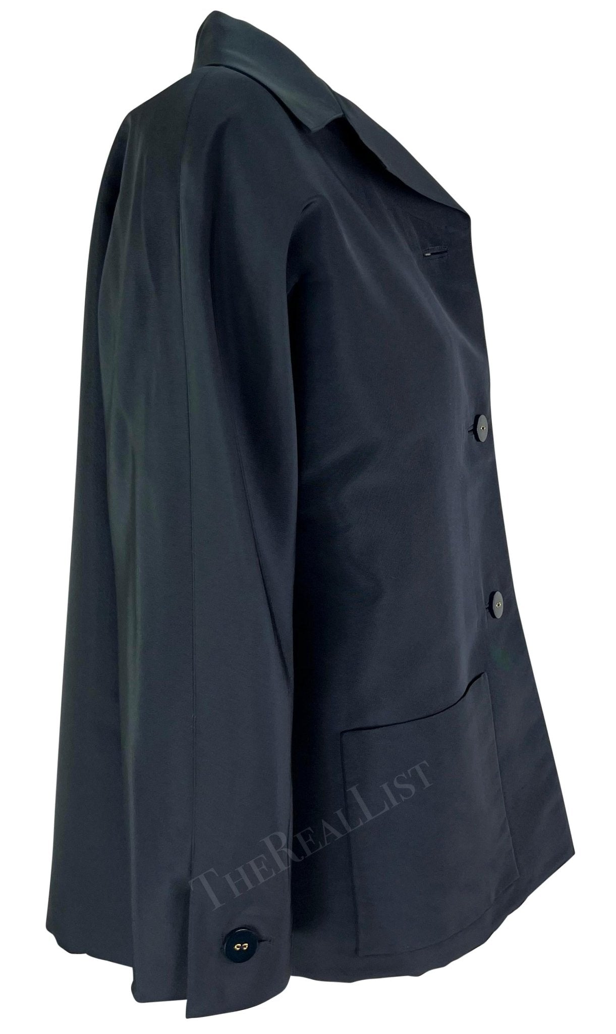 2000 Pierre Balmain Haute Couture by Oscar de la Renta Navy Car Coat - RealList