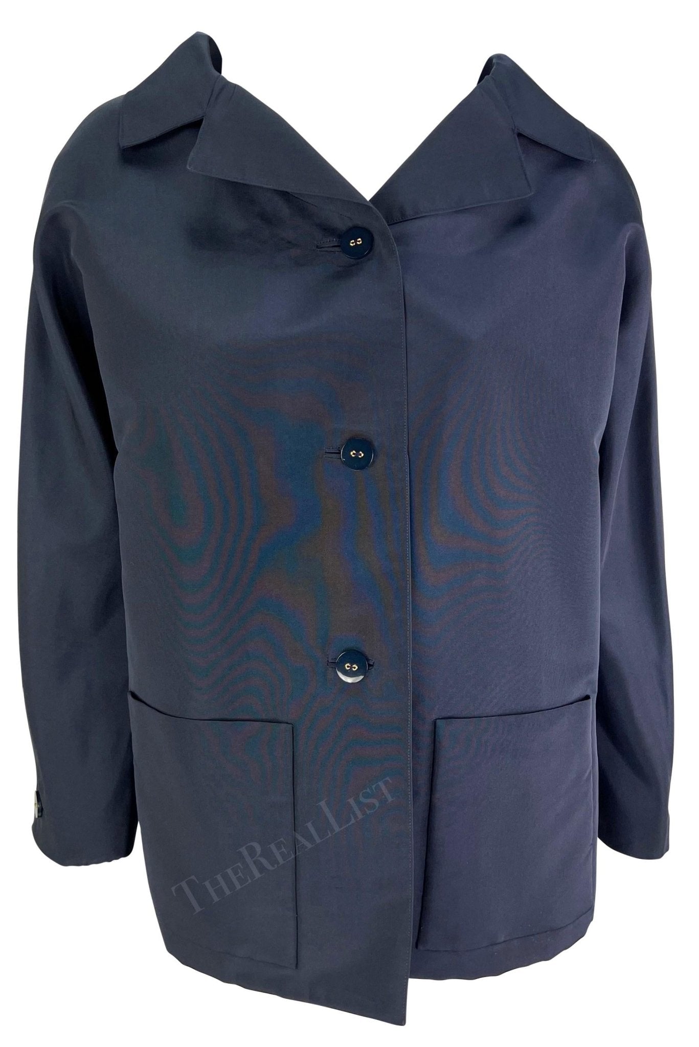2000 Pierre Balmain Haute Couture by Oscar de la Renta Navy Car Coat - RealList