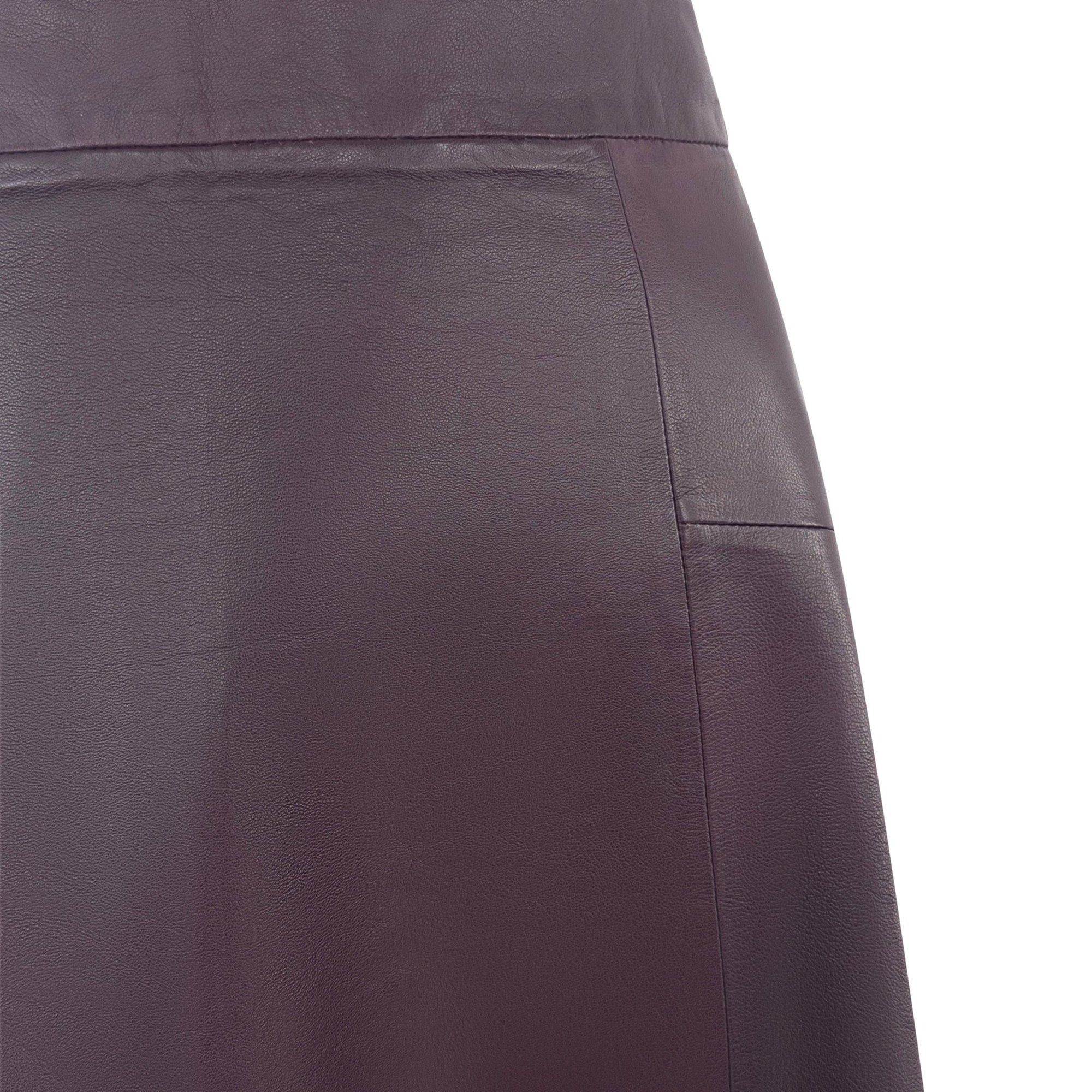 2000s Calvin Klein Collection Merlot Leather Panel Flare Mini Skirt - RealList