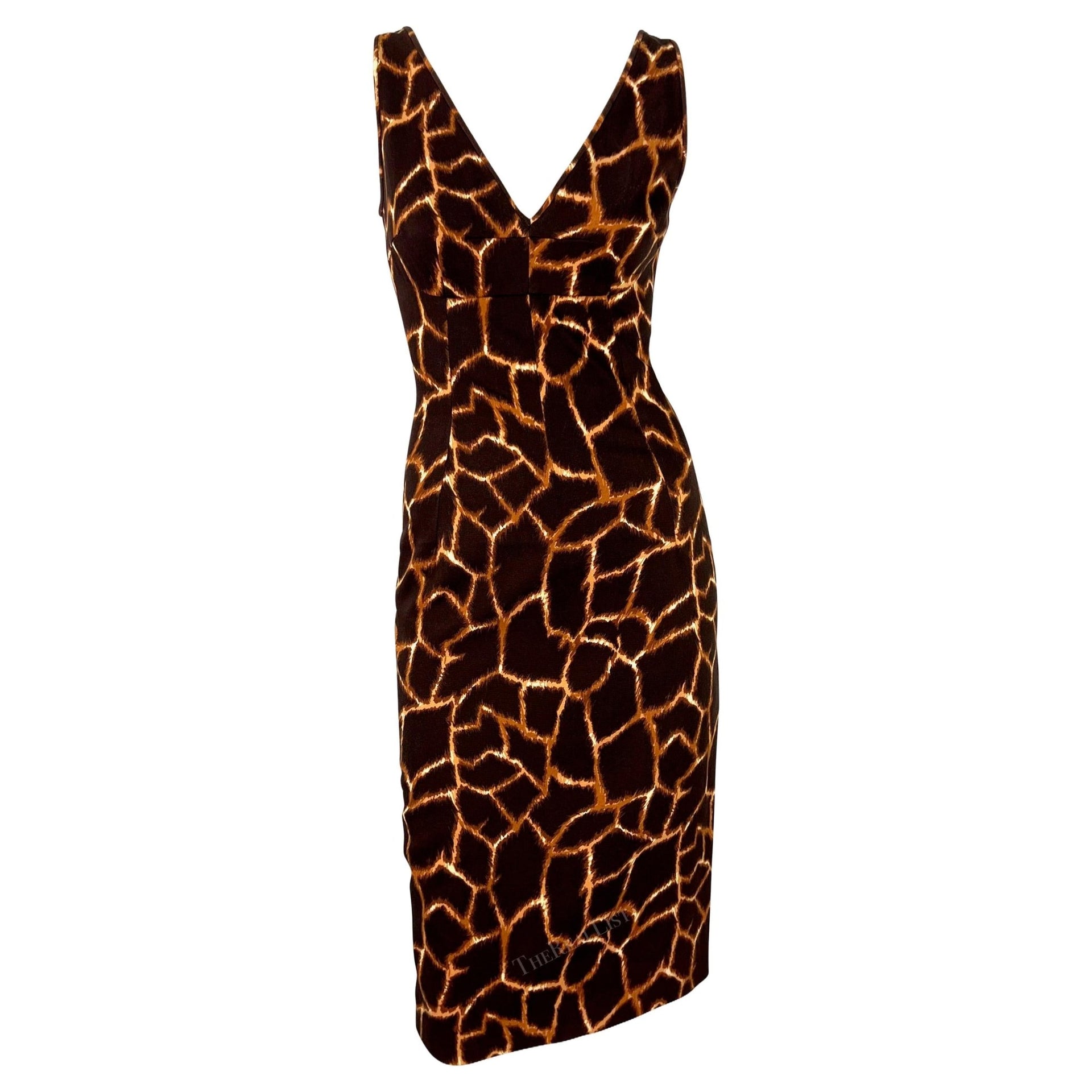 2000s Dolce & Gabbana Animal Print Brown Cotton Sleeveless Dress - RealList