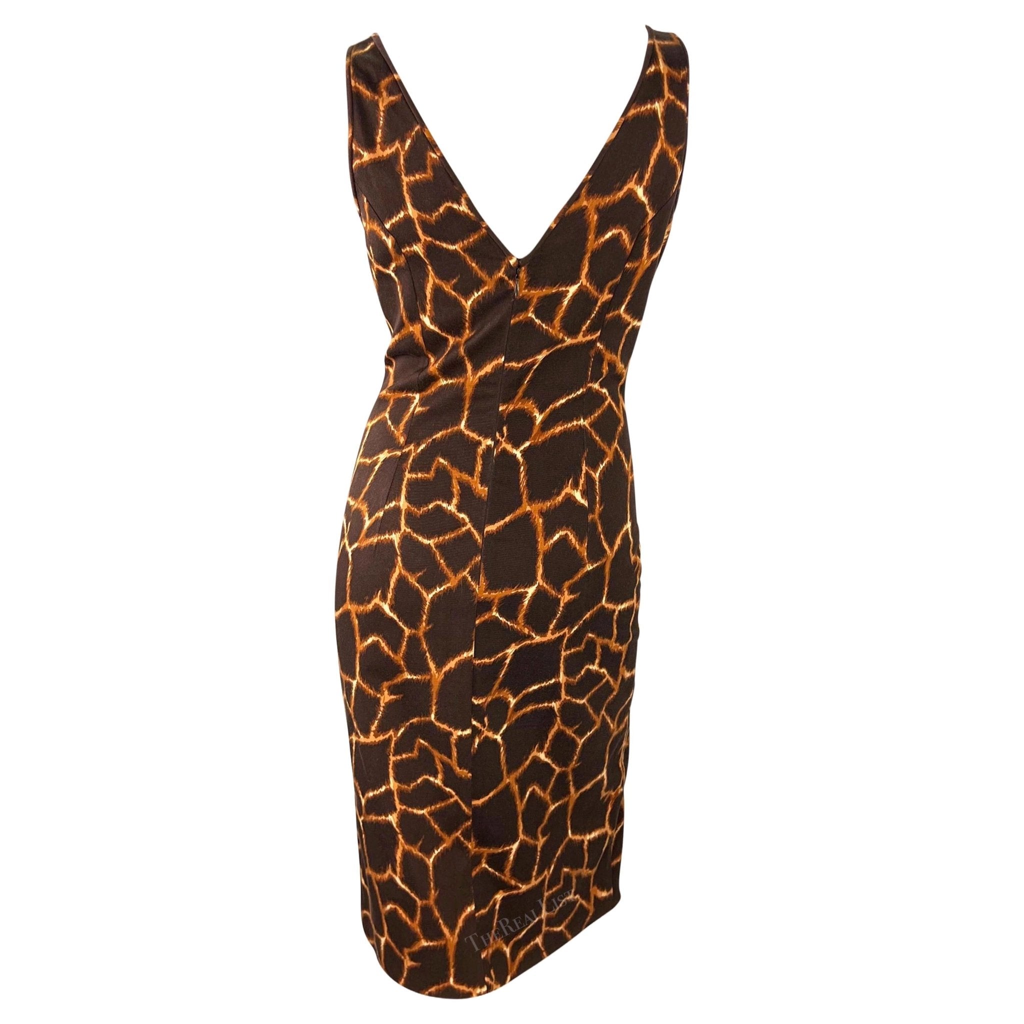 2000s Dolce & Gabbana Animal Print Brown Cotton Sleeveless Dress - RealList