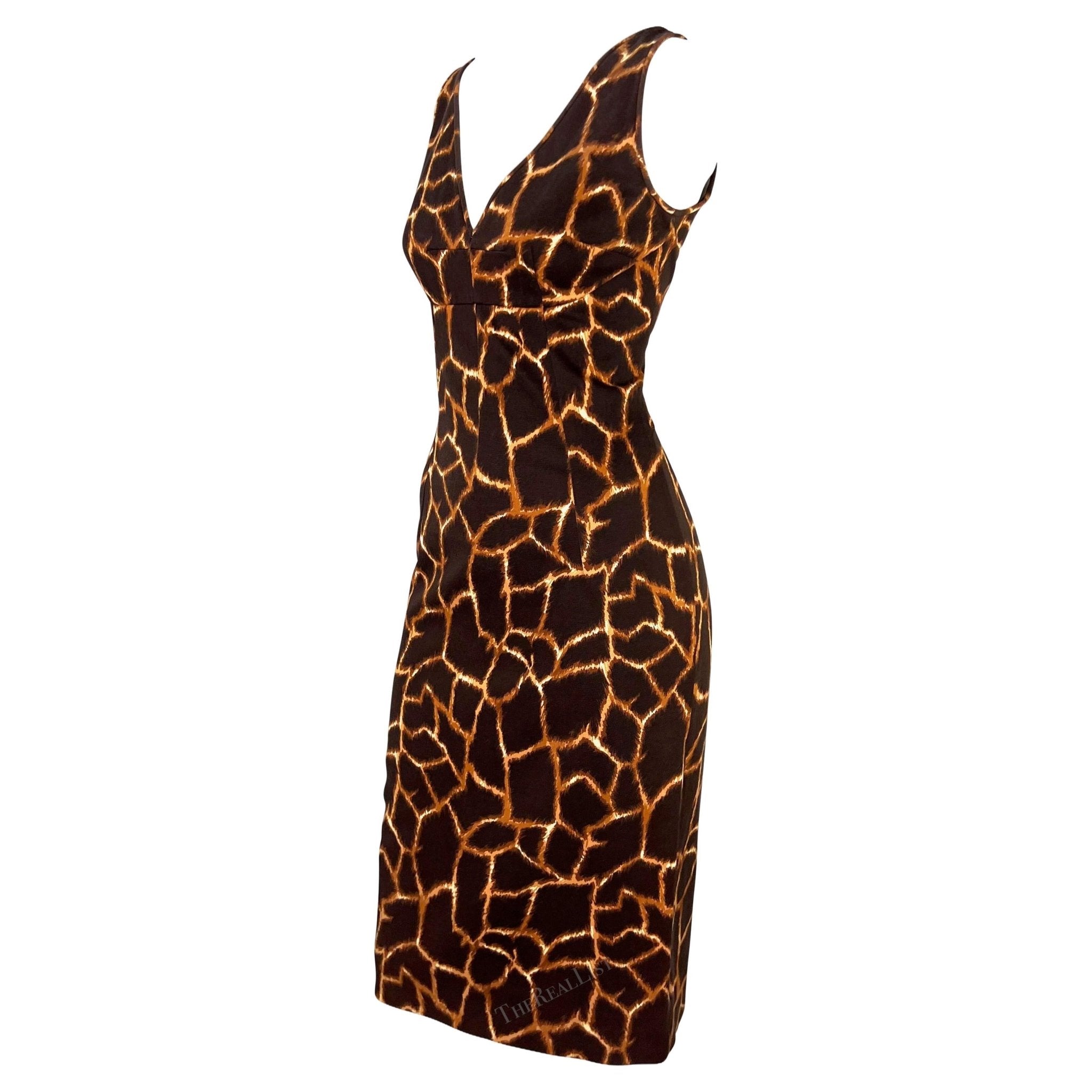 2000s Dolce & Gabbana Animal Print Brown Cotton Sleeveless Dress - RealList