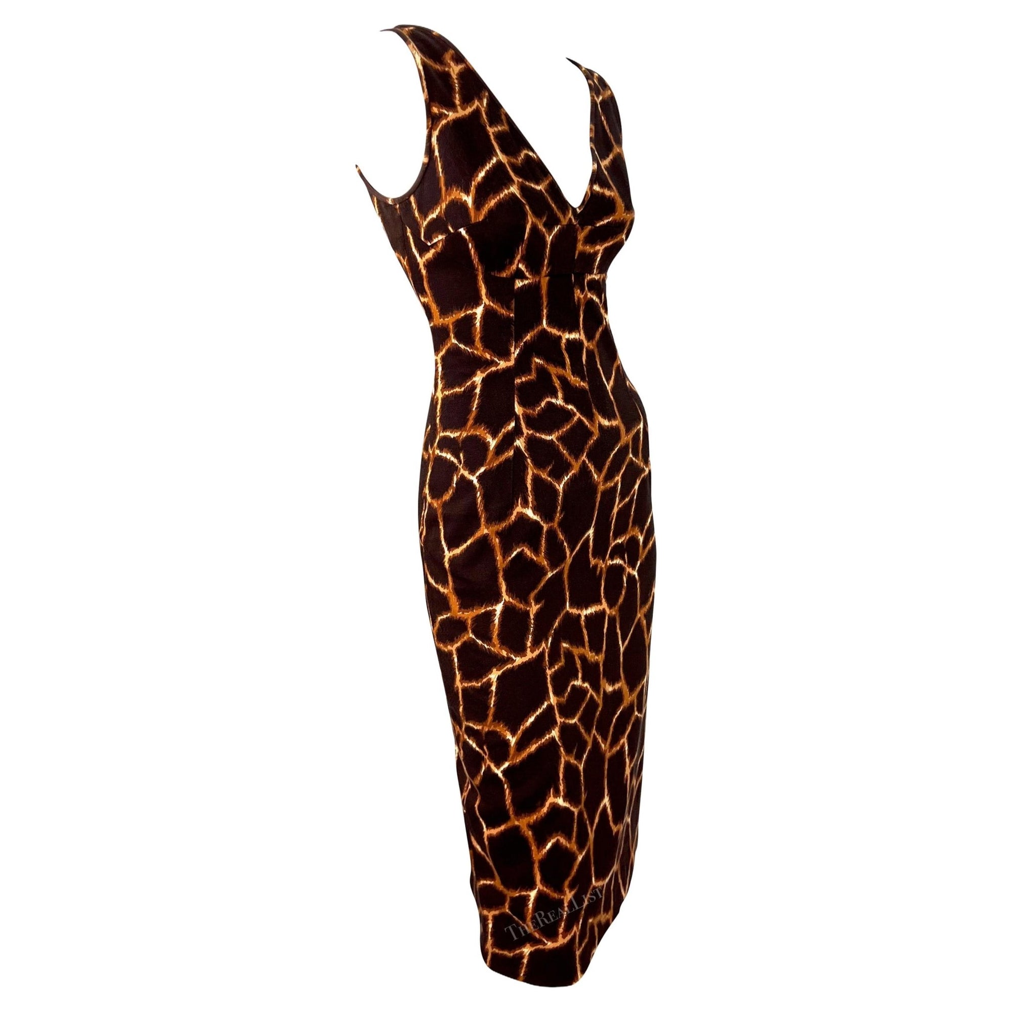 2000s Dolce & Gabbana Animal Print Brown Cotton Sleeveless Dress - RealList
