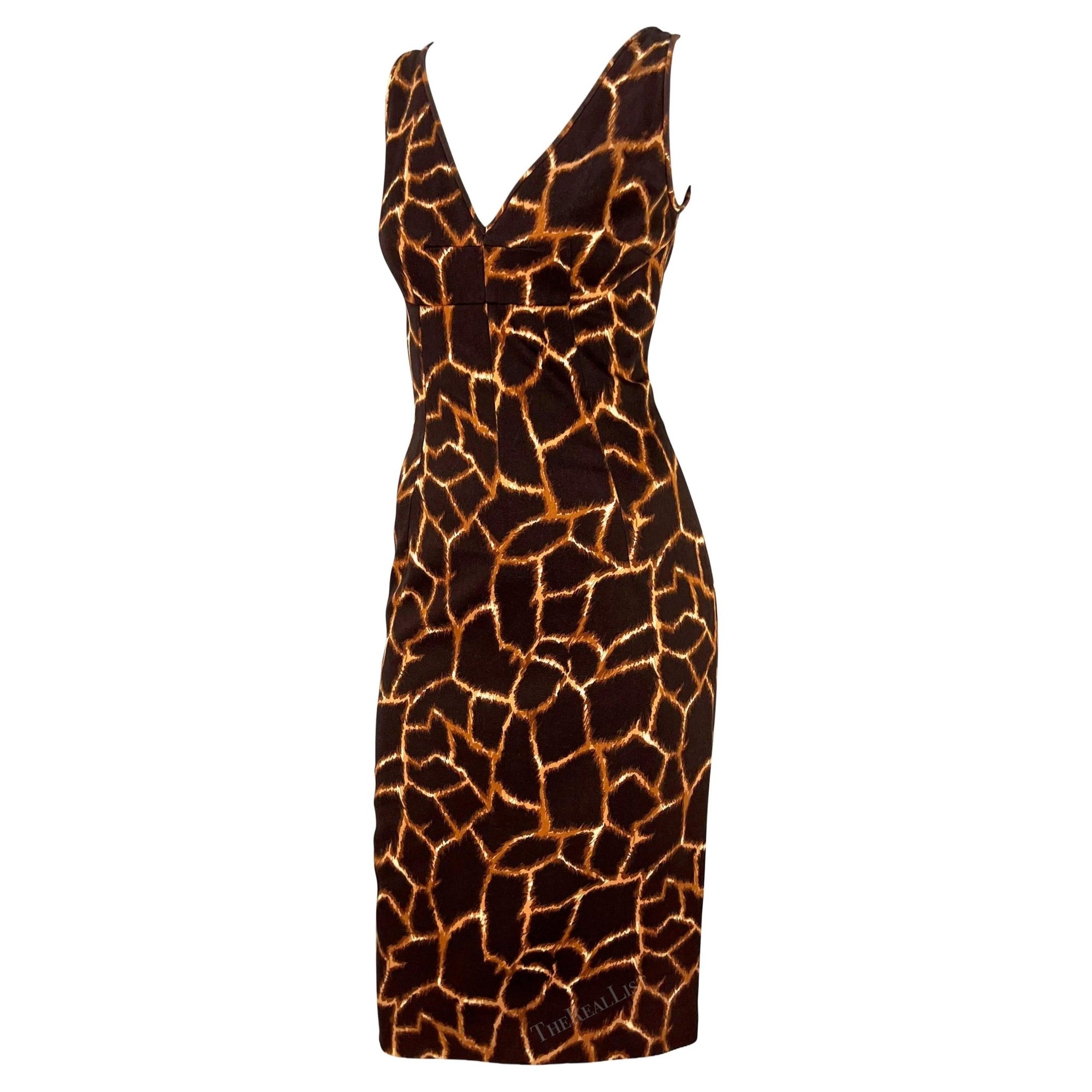2000s Dolce & Gabbana Animal Print Brown Cotton Sleeveless Dress - RealList