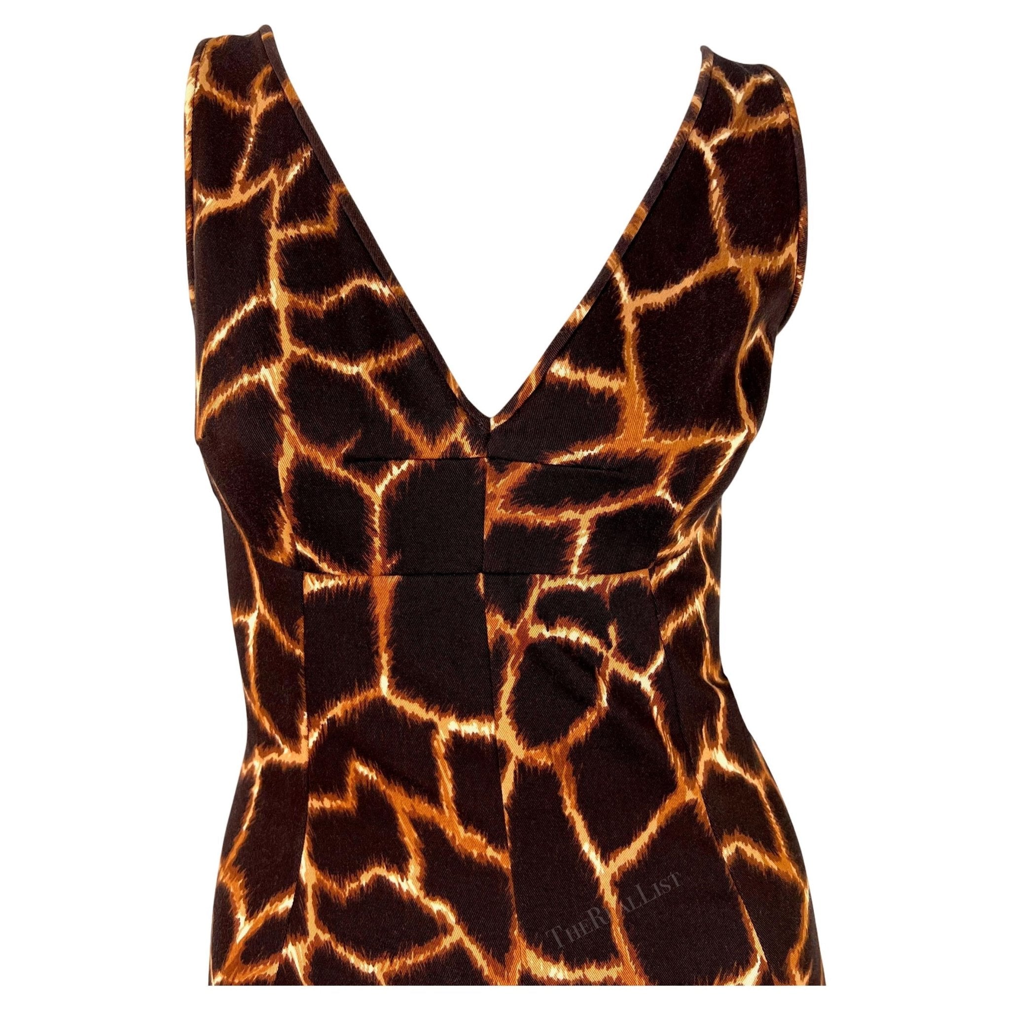 2000s Dolce & Gabbana Animal Print Brown Cotton Sleeveless Dress - RealList