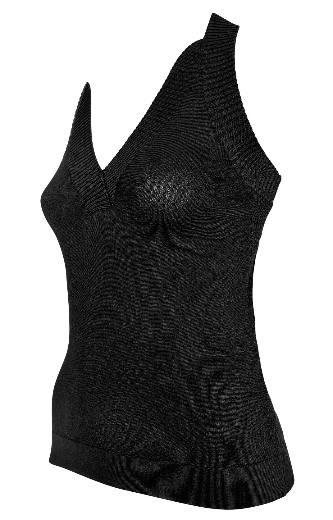 2000s Dolce & Gabbana Black Bodycon Stretch Backless Halter Tank Top - RealList