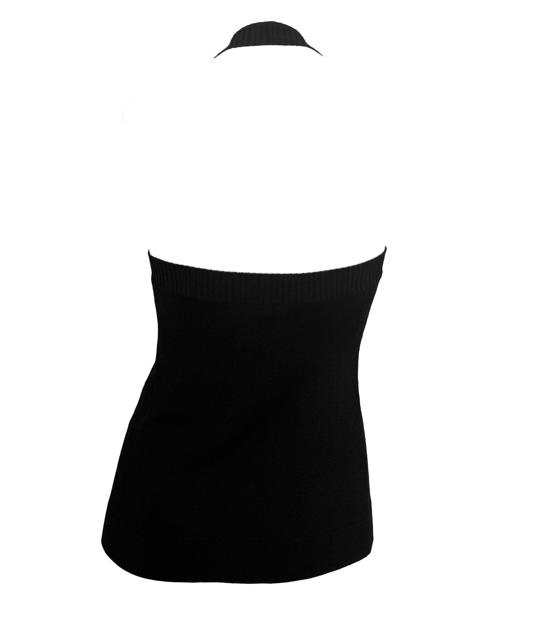 2000s Dolce & Gabbana Black Bodycon Stretch Backless Halter Tank Top - RealList
