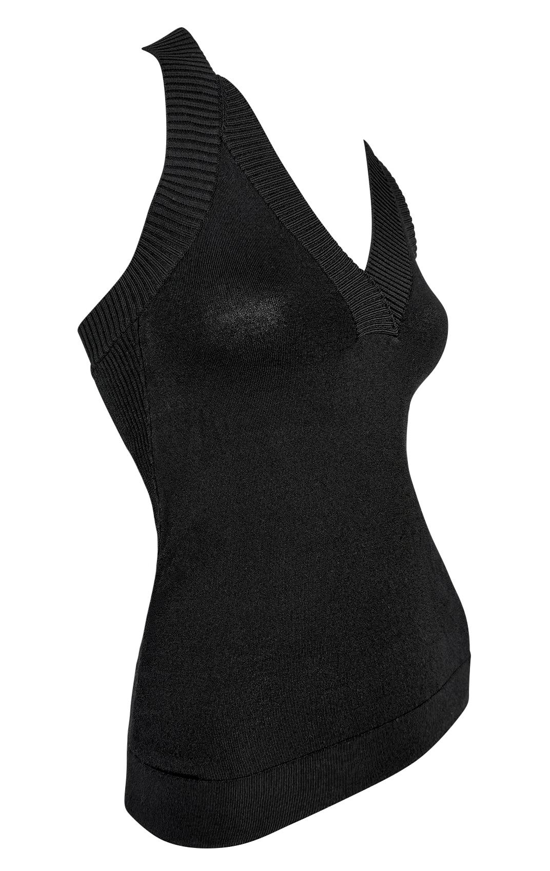 2000s Dolce & Gabbana Black Bodycon Stretch Backless Halter Tank Top - RealList