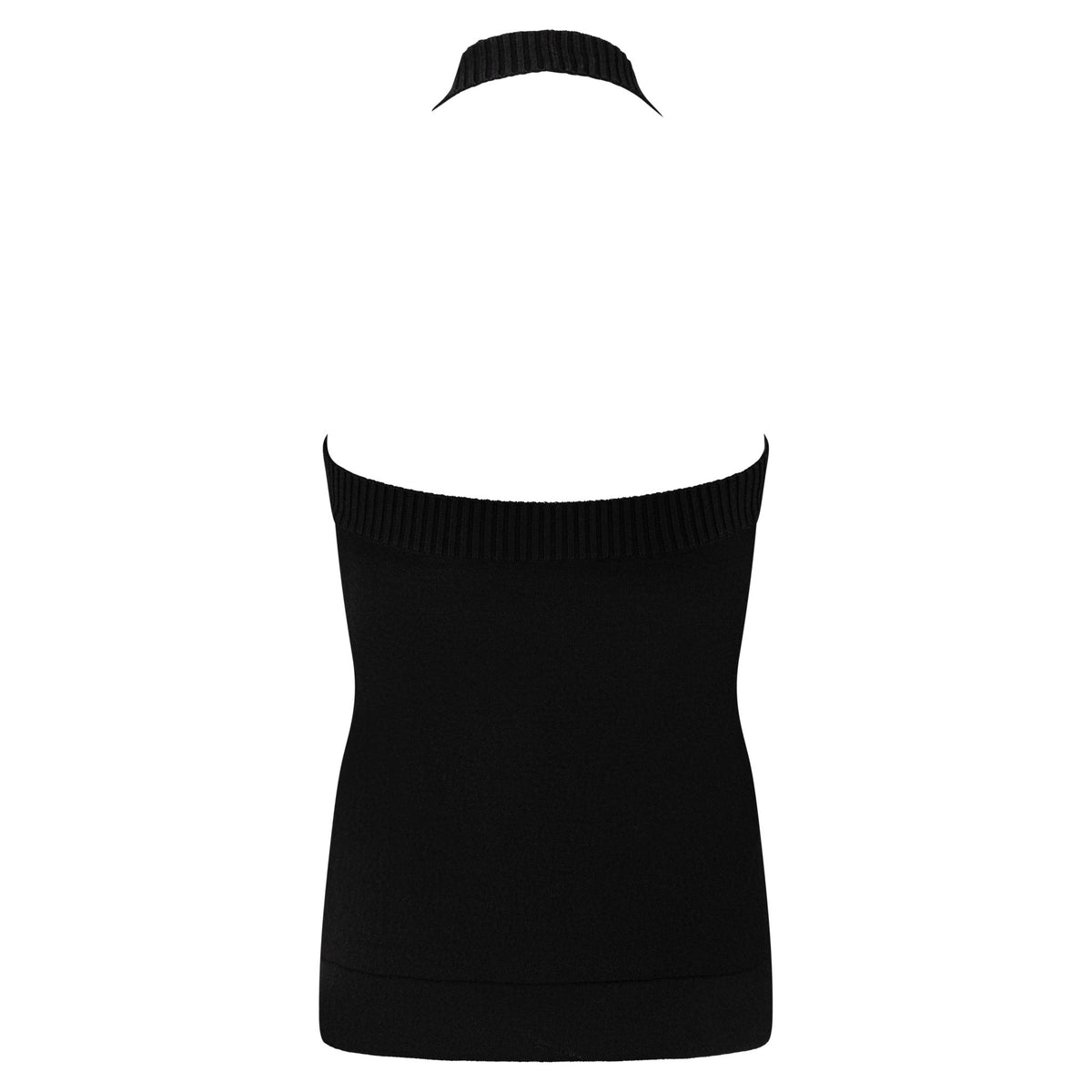 2000s Dolce & Gabbana Black Bodycon Stretch Backless Halter Tank Top - RealList
