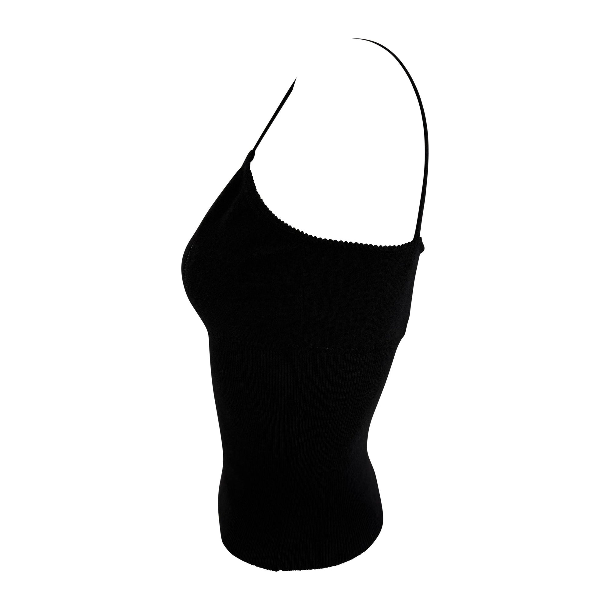 2000s Dolce & Gabbana Bodycon Perforated Cinched Knit Black Tank Top - RealList