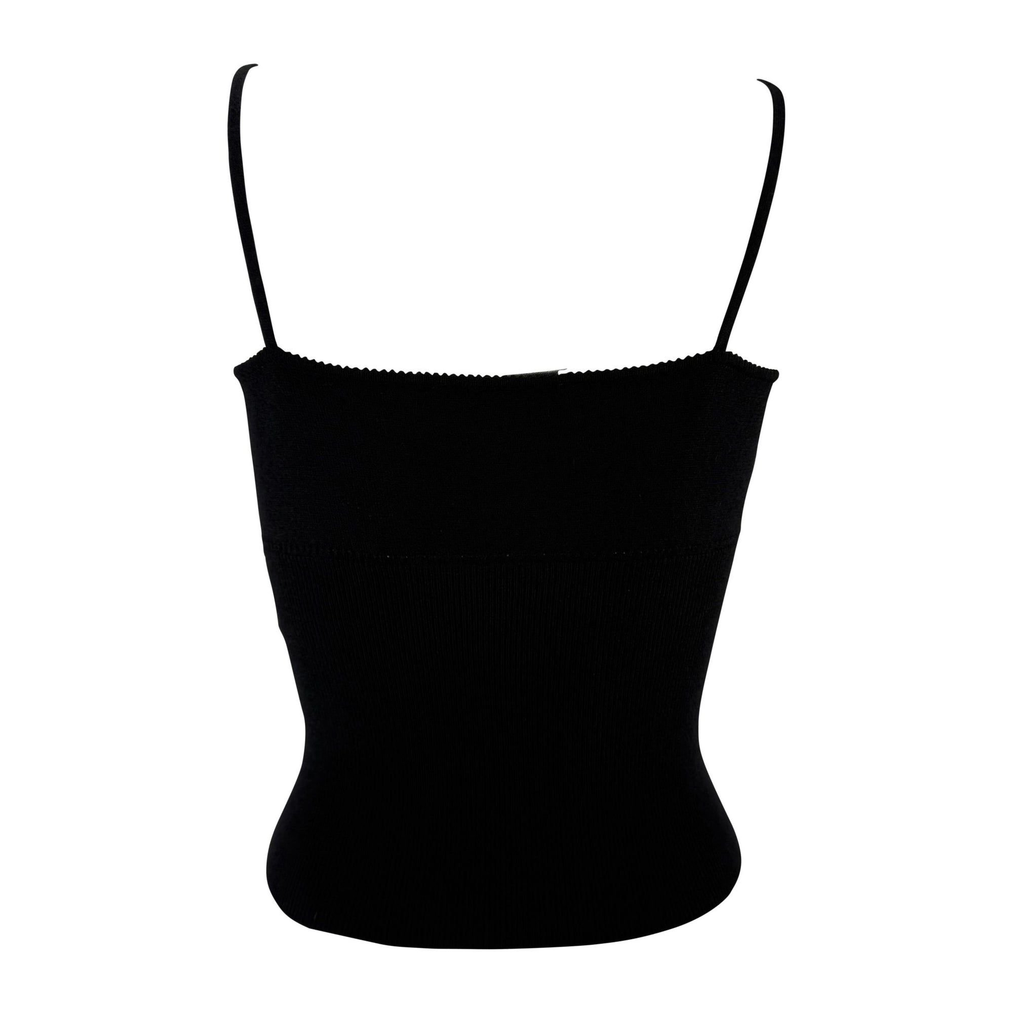 2000s Dolce & Gabbana Bodycon Perforated Cinched Knit Black Tank Top - RealList