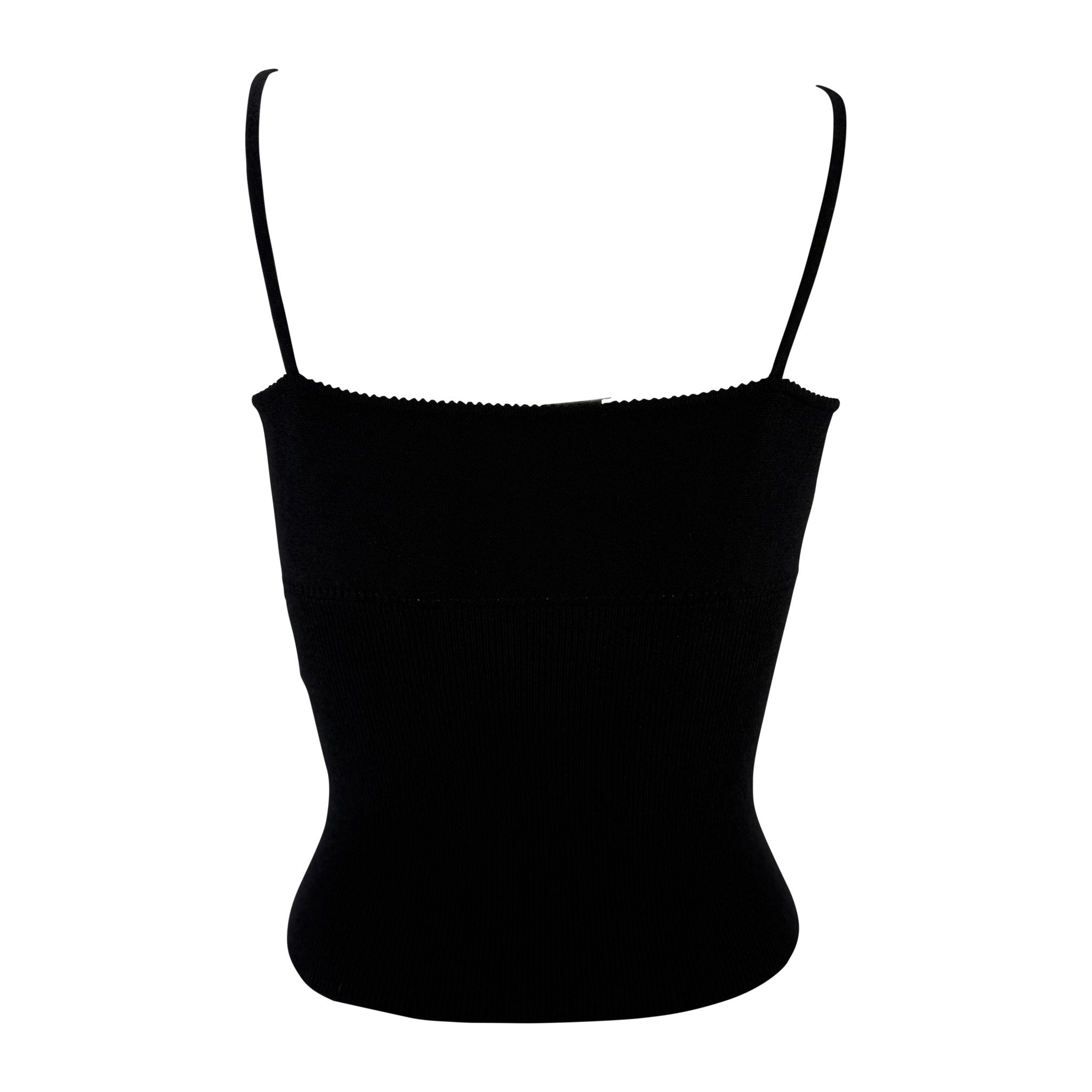 2000s Dolce & Gabbana Bodycon Perforated Cinched Knit Black Tank Top - RealList