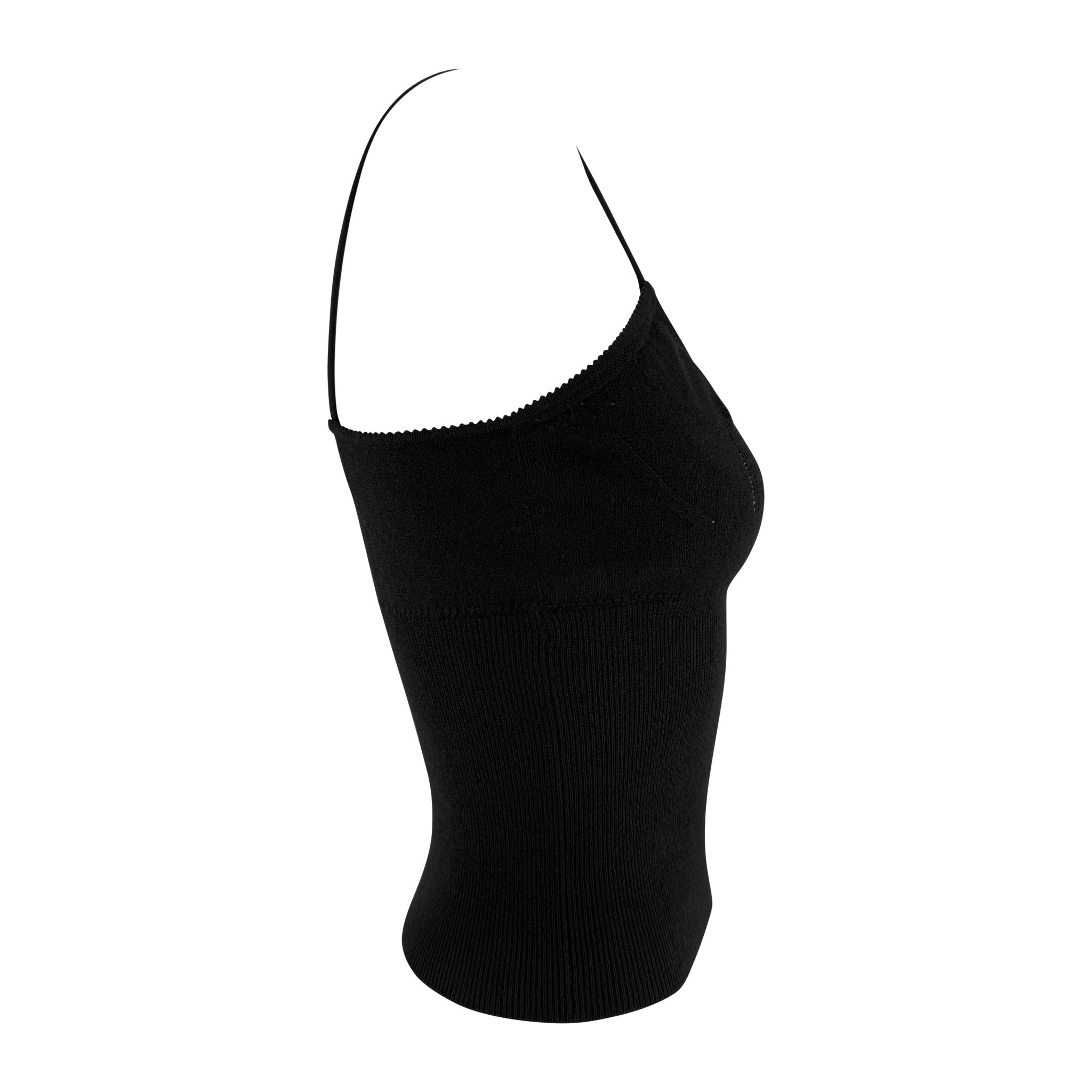 2000s Dolce & Gabbana Bodycon Perforated Cinched Knit Black Tank Top - RealList