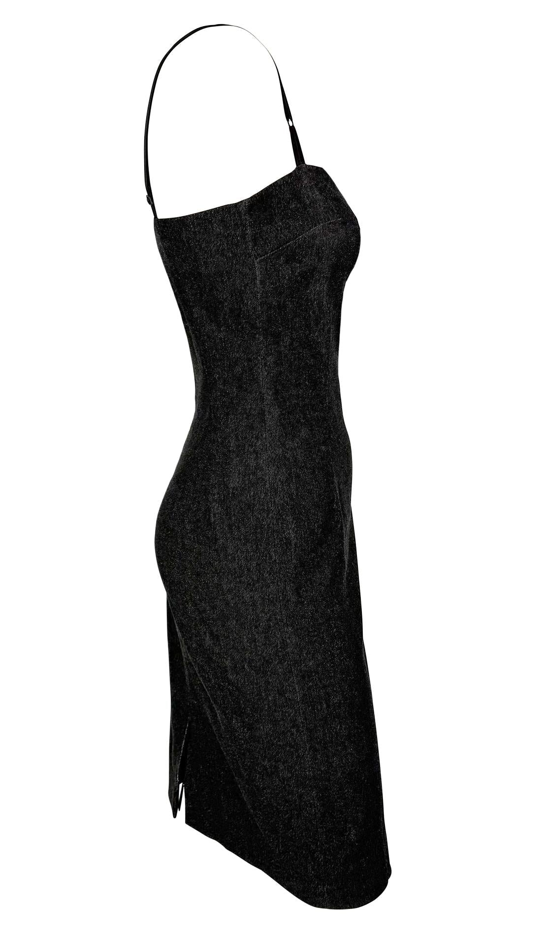 2000s Dolce & Gabbana Denim Bralette Bustier Stretch Denim Darkwash Tube Dress - RealList