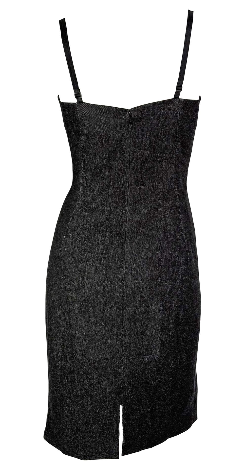 2000s Dolce & Gabbana Denim Bralette Bustier Stretch Denim Darkwash Tube Dress - RealList