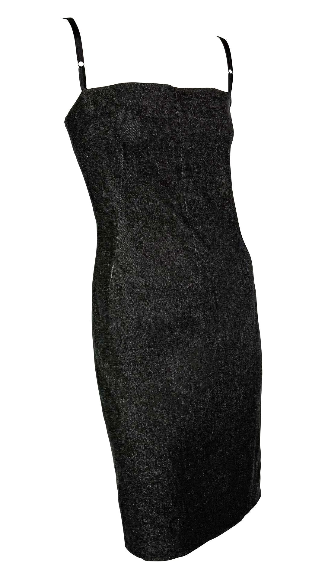 2000s Dolce & Gabbana Denim Bralette Bustier Stretch Denim Darkwash Tube Dress - RealList