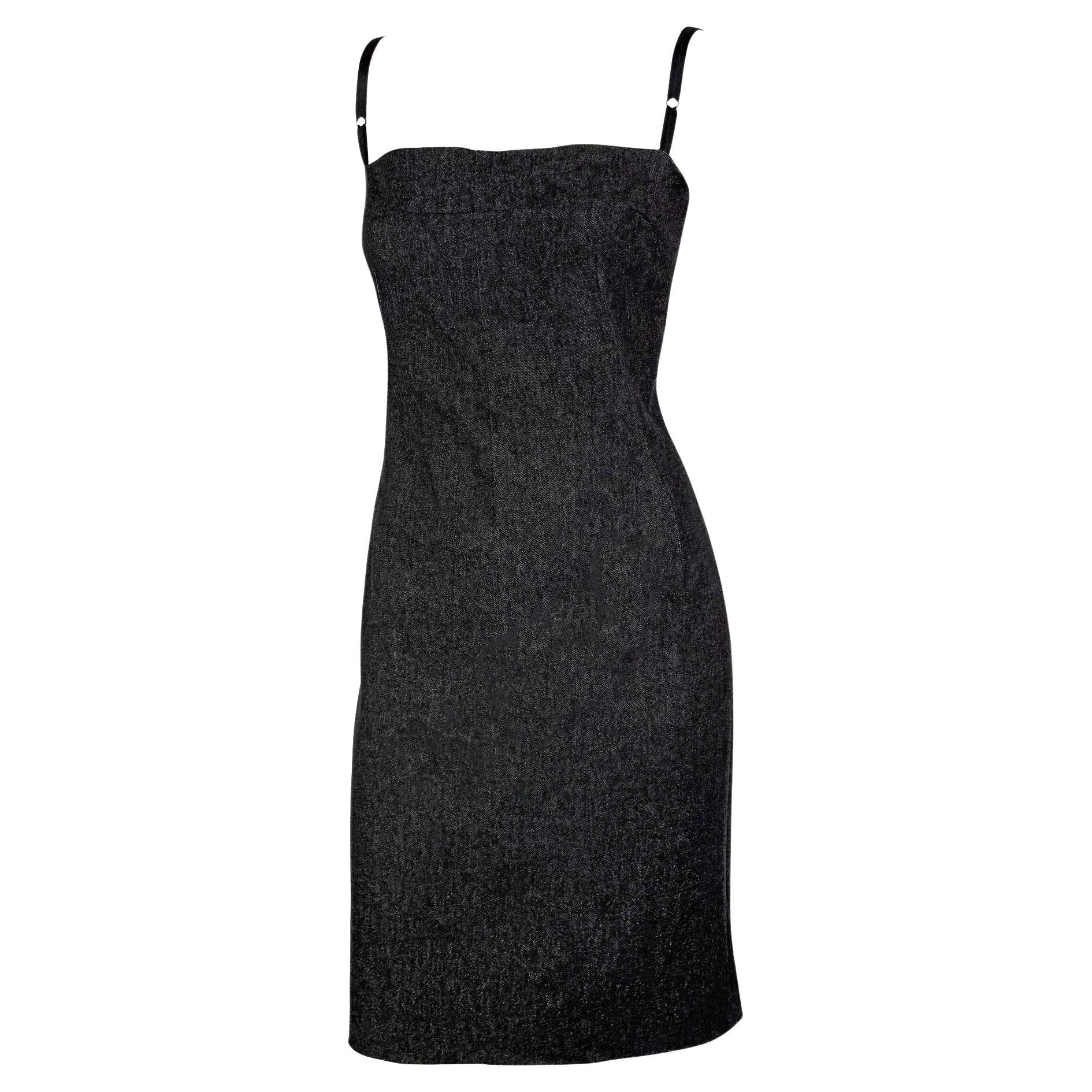 2000s Dolce & Gabbana Denim Bralette Bustier Stretch Denim Darkwash Tube Dress - RealList