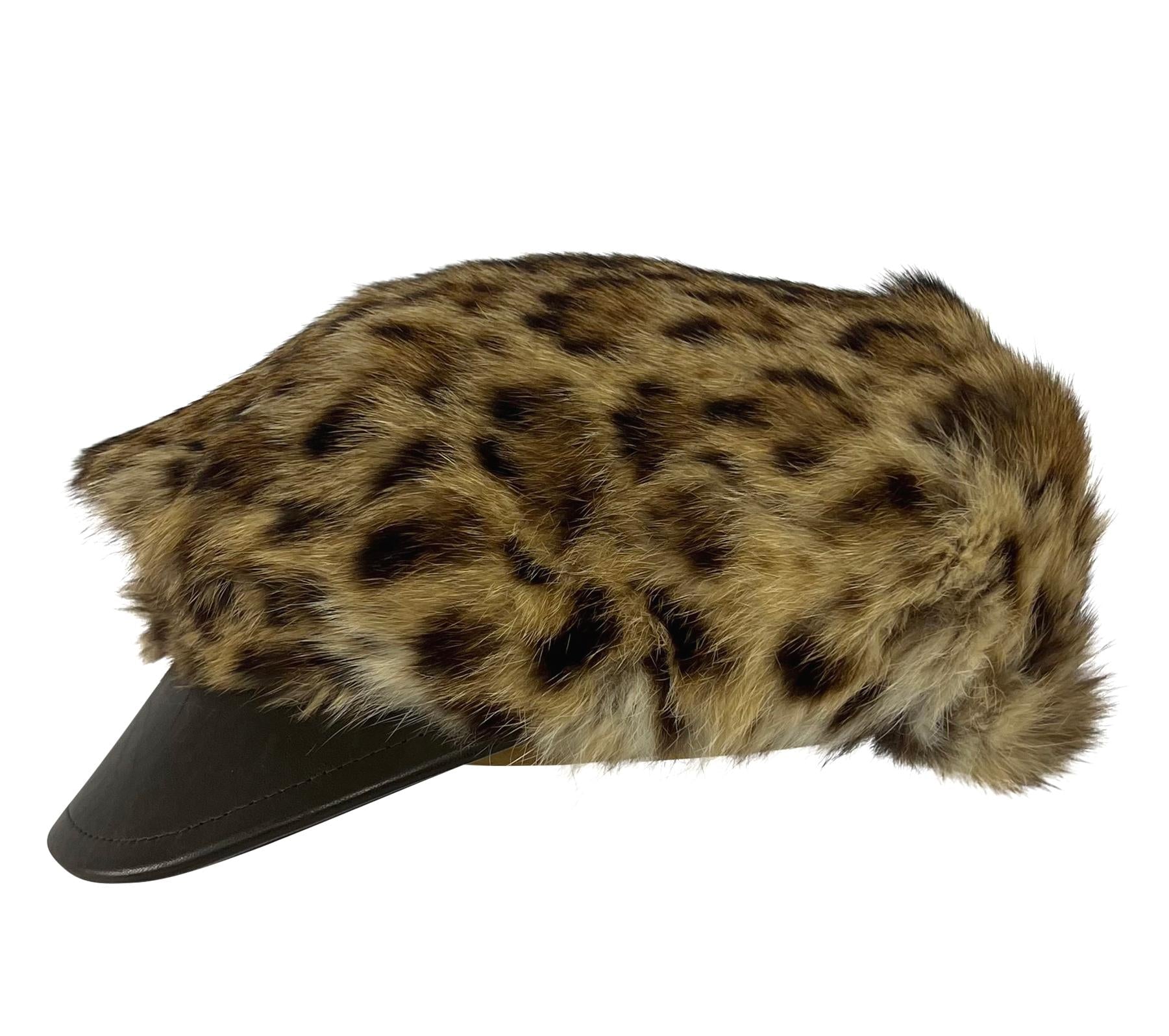 2000s Dolce & Gabbana Natural Fur Leather Brim Newsboy Hat - RealList