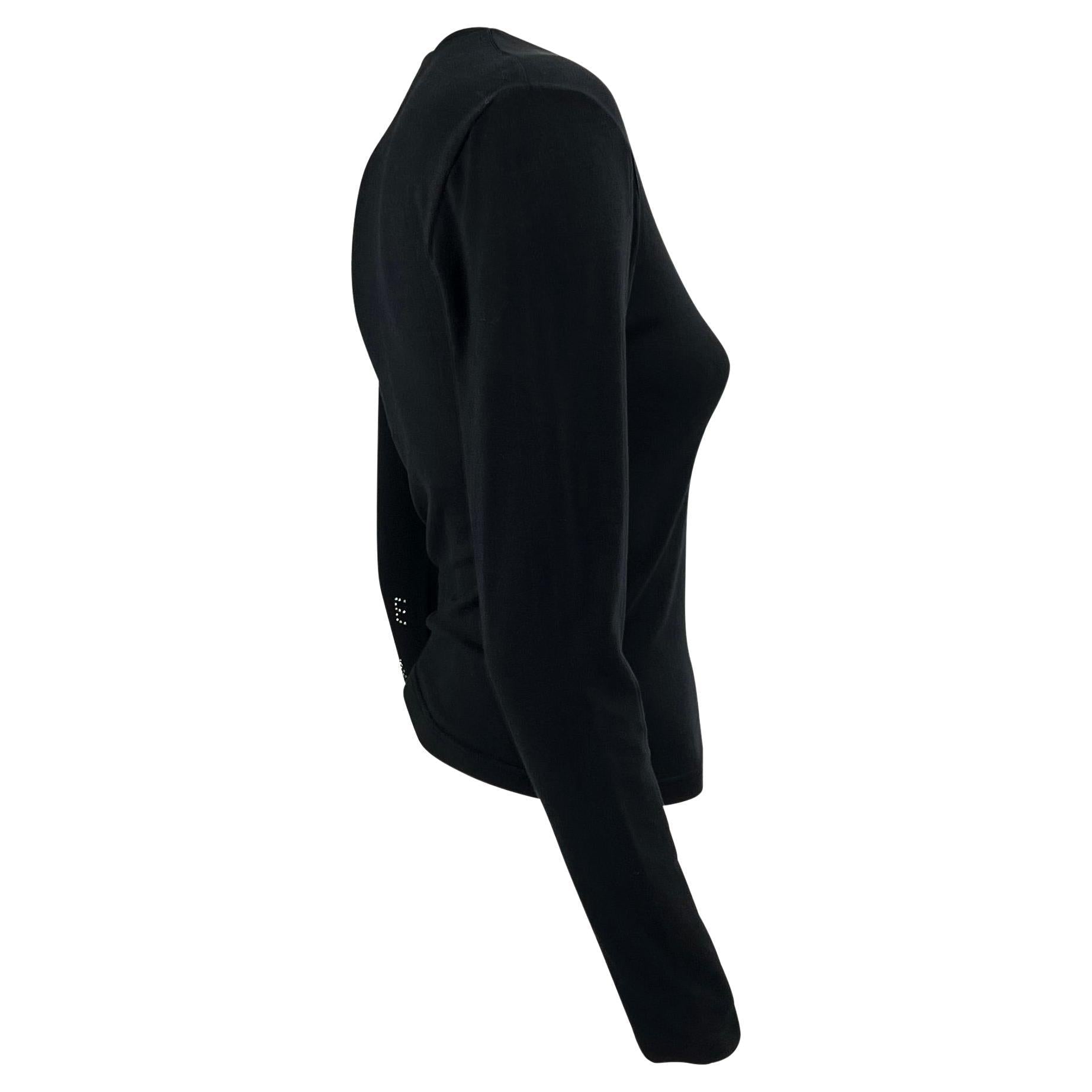 2000s Dolce & Gabbana Rhinestone Logo Black Long Sleeve Shirt Y2K - RealList