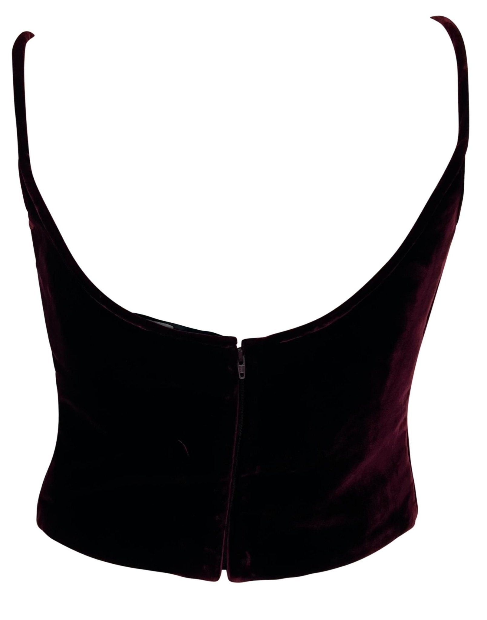 2000s Gianfranco Ferré Deep Burgundy Velvet Cami Style Tank Top - RealList